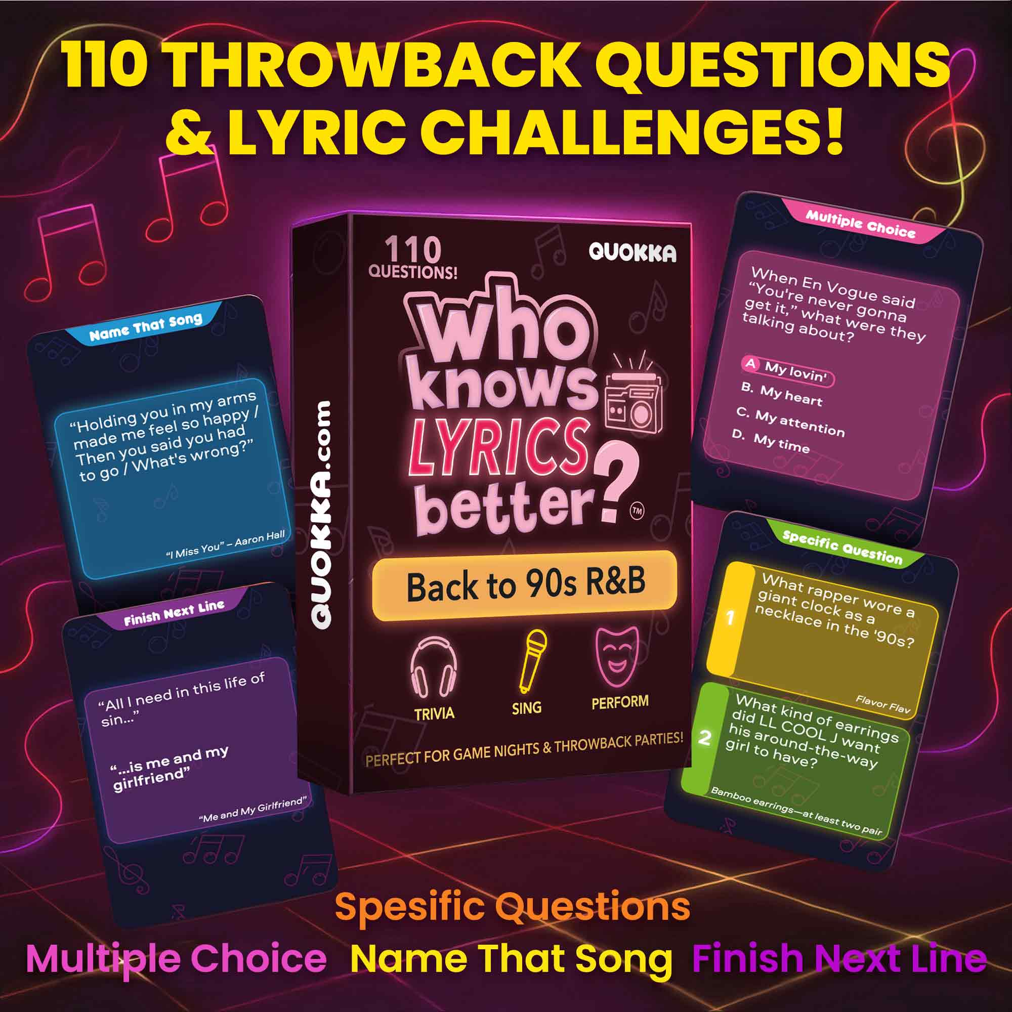 Card Game Who Knows Lyrics Better? 110 Questions Back to 90s R&B