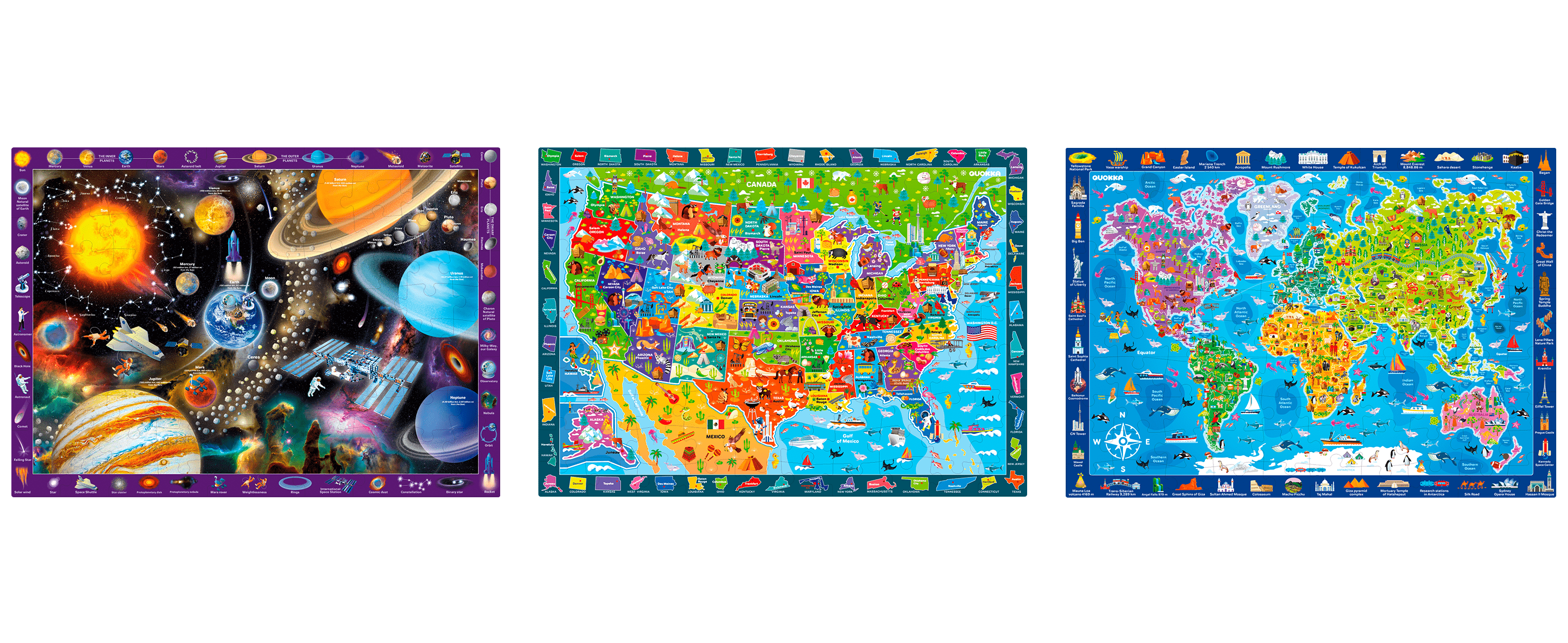 USA World Maps & Space Puzzle