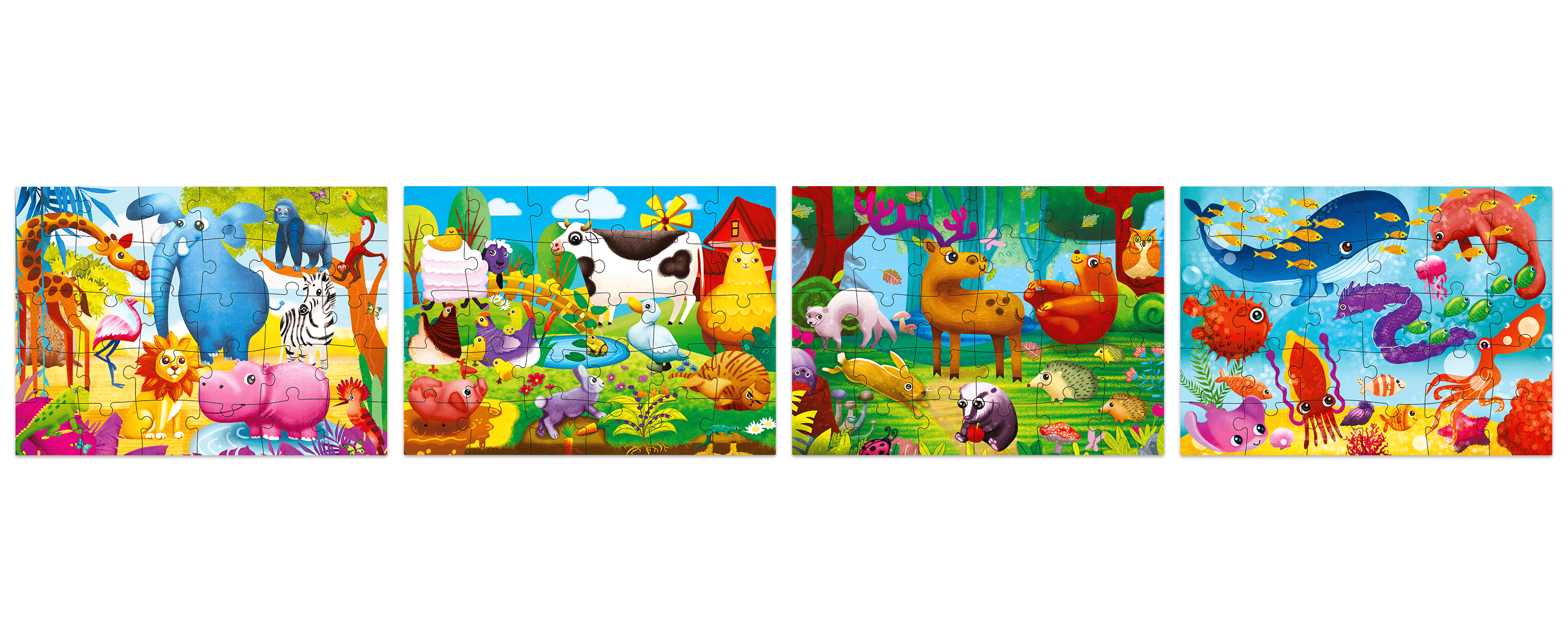 Jigsaw Puzzles for Kids Forest, Farm, Ocean & Africa Animals