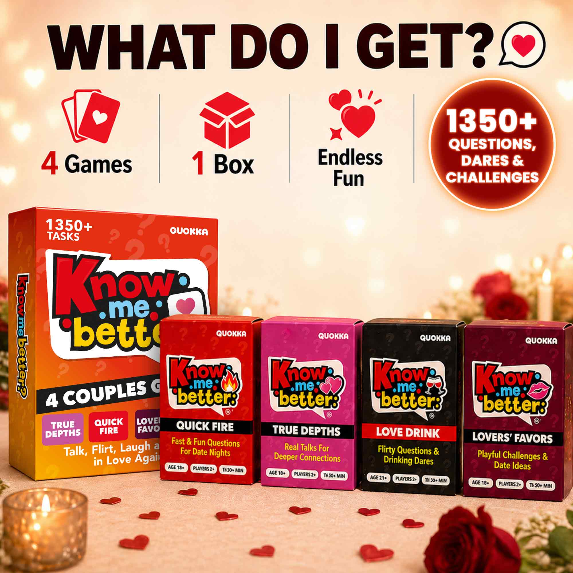 4 Set Card Game for Couples - Know Me Better