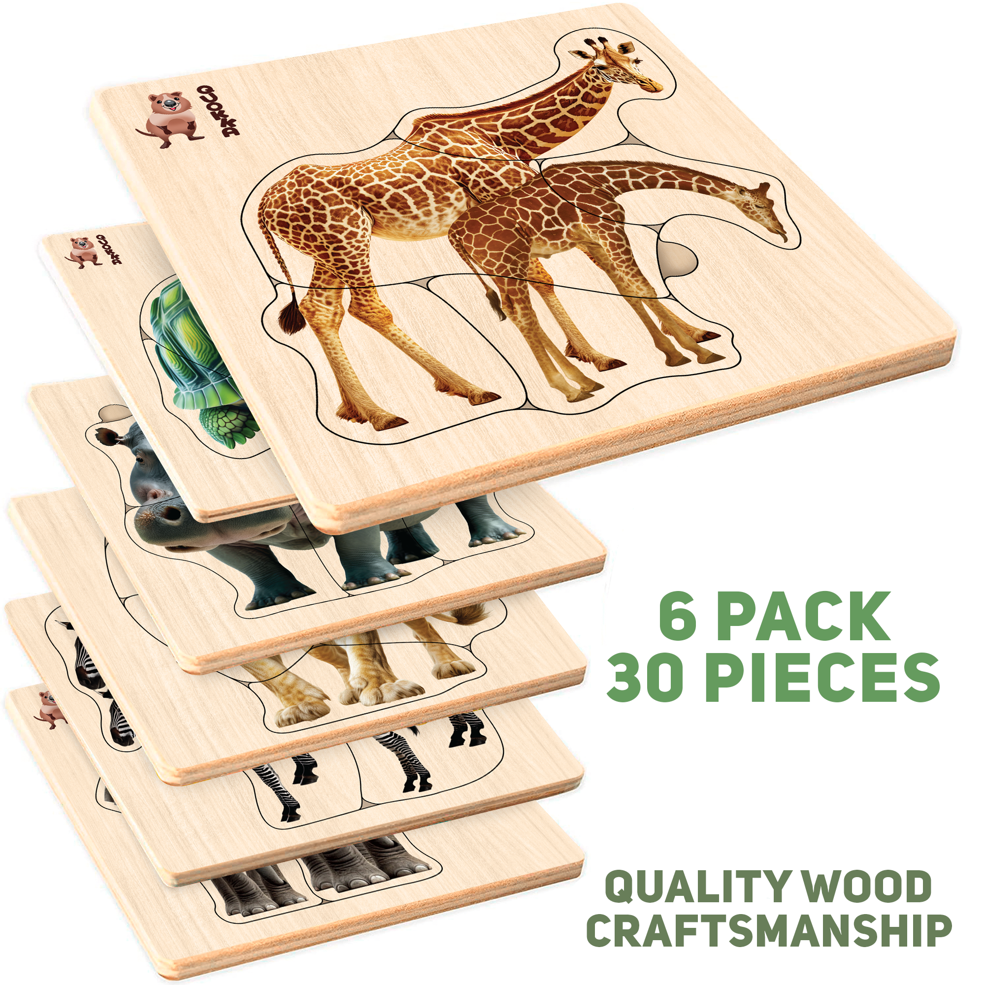 QUOKKA Realistic Wooden Puzzles