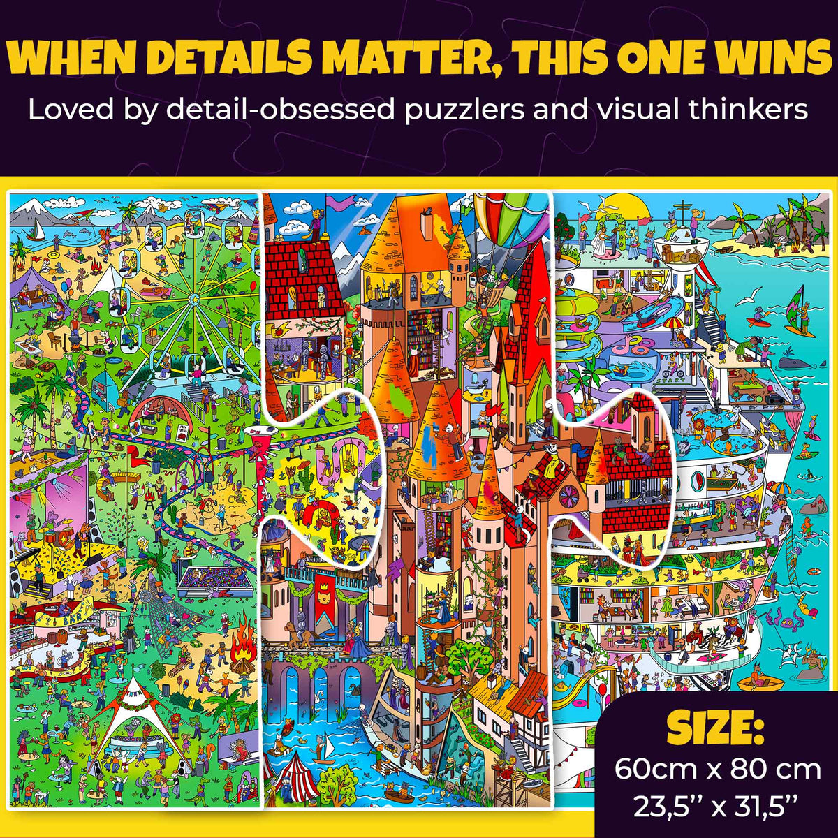 Bundle Set 3x1000 Piece Puzzle for Adults with Fun Challenges
