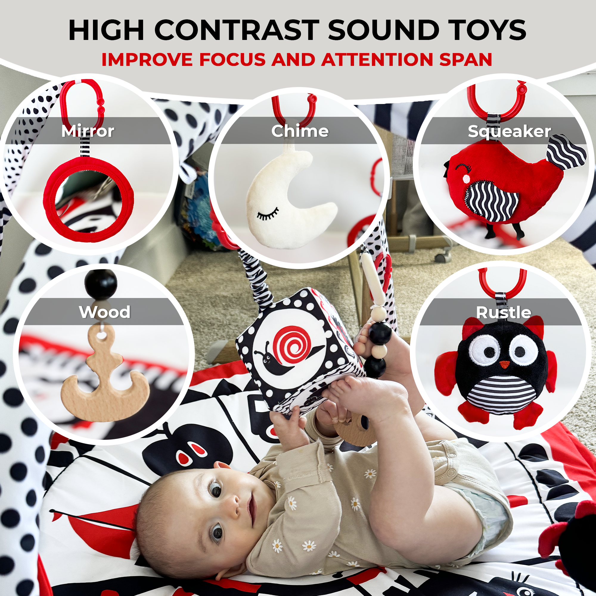 QUOKKA High Contrast Baby Kick and Round Play Mat