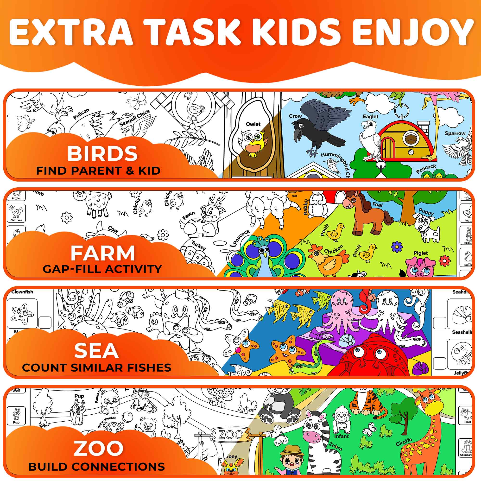 Coloring Sheets with Educational Tasks