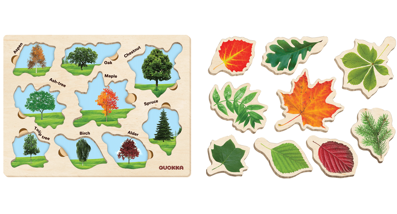 Wooden Puzzles with Leaves