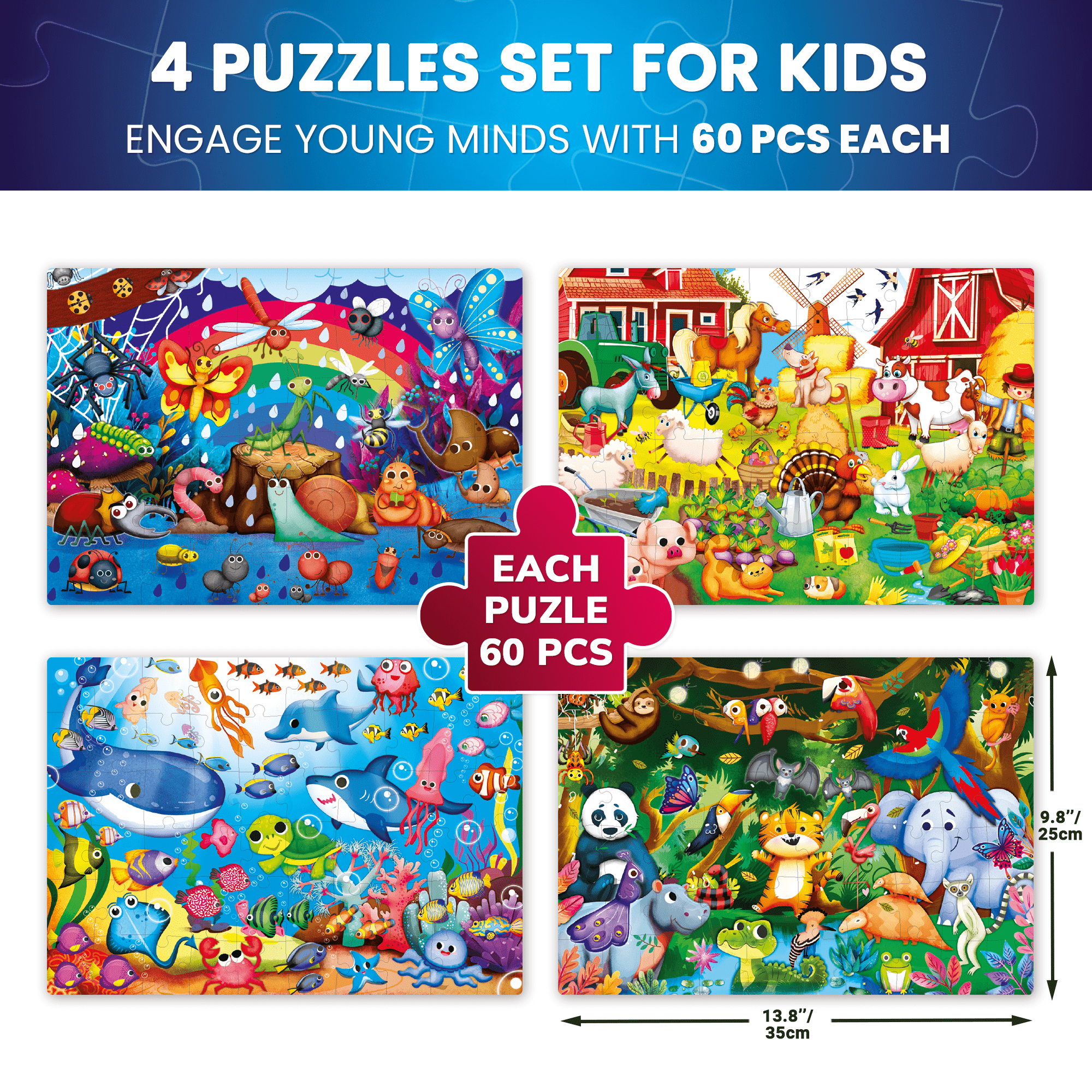 4 Set glow-in-the-dark puzzle