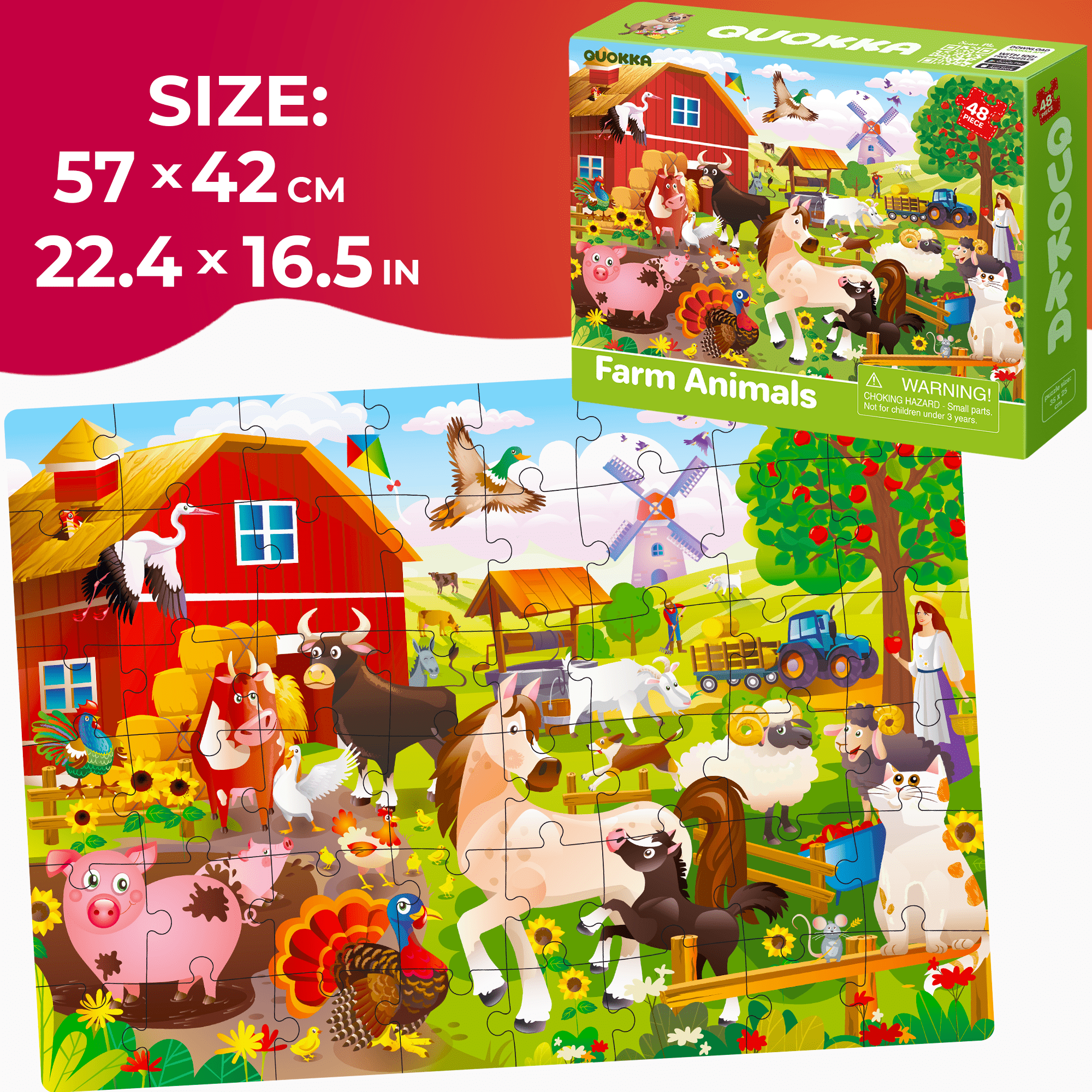 Quokka 36 Piece Floor Jigsaw Puzzles for Kids | Polar, Farm & Safari Animals