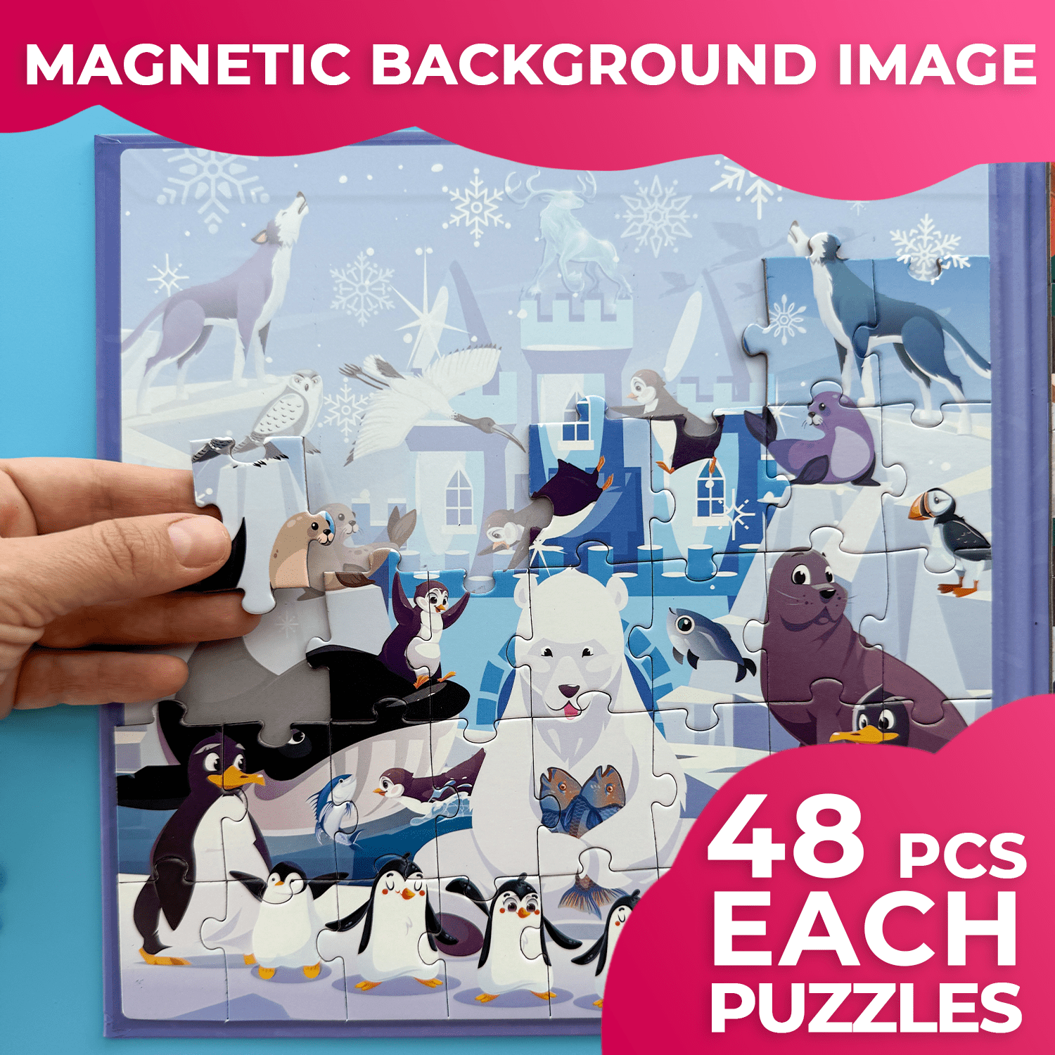 Magnetic Puzzles for Kids Polar & Rainforest Animals