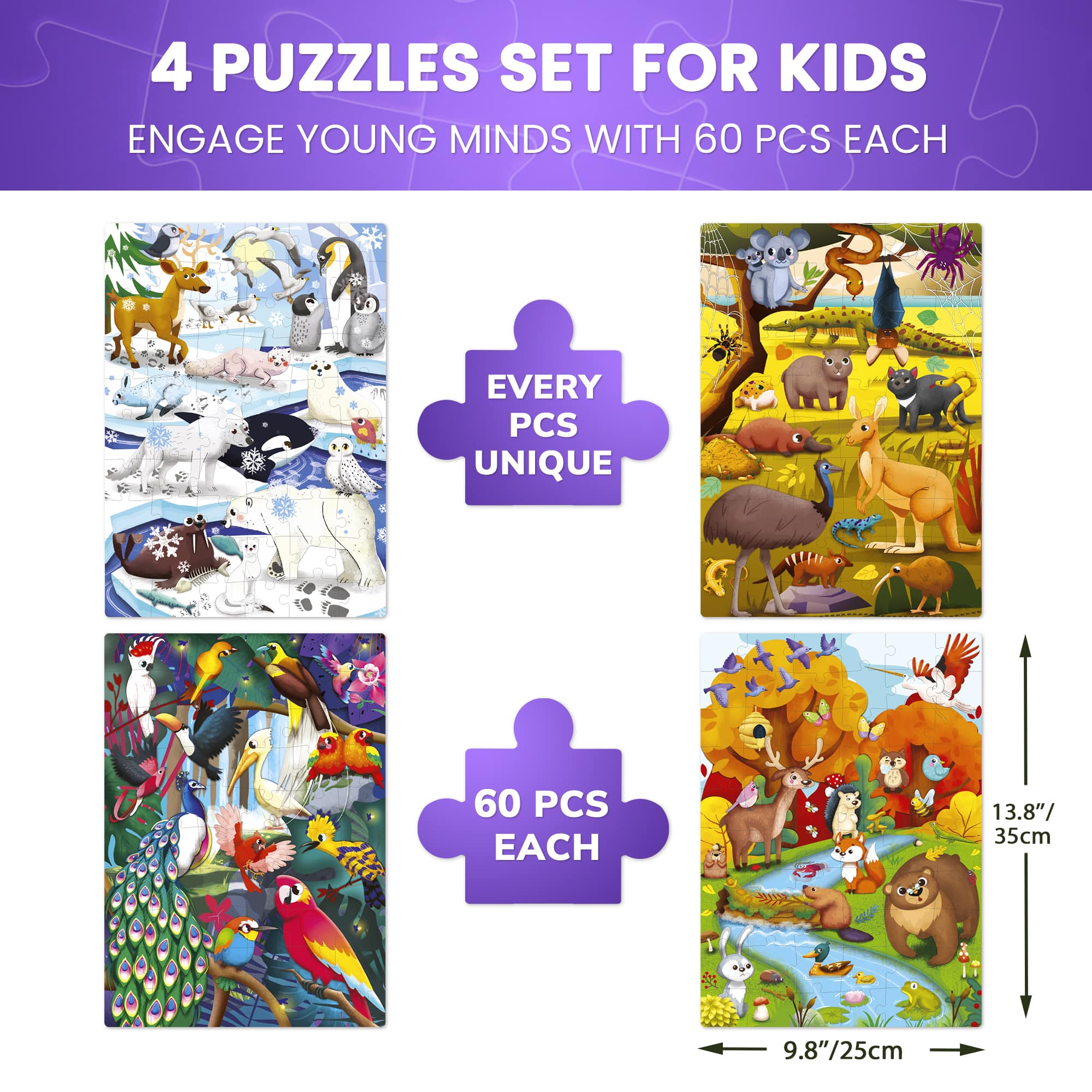 Set of 4x60 Jigsaw Puzzles