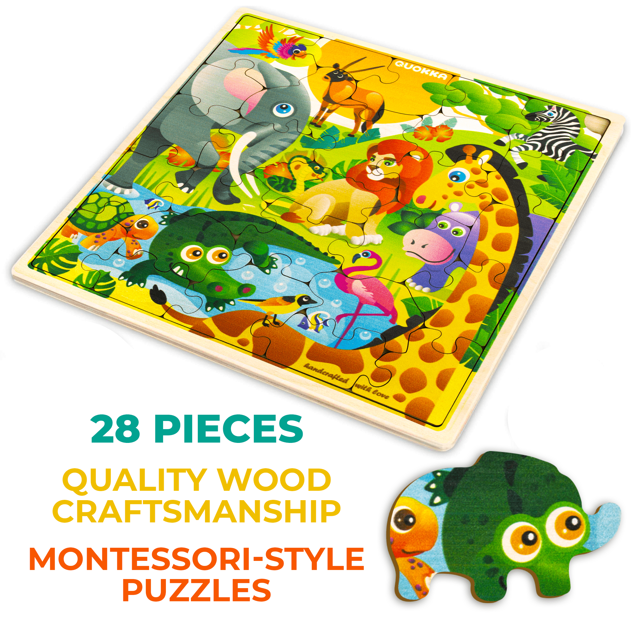 QUOKKA 28 Pieces Wooden  Puzzles | Africa Animals