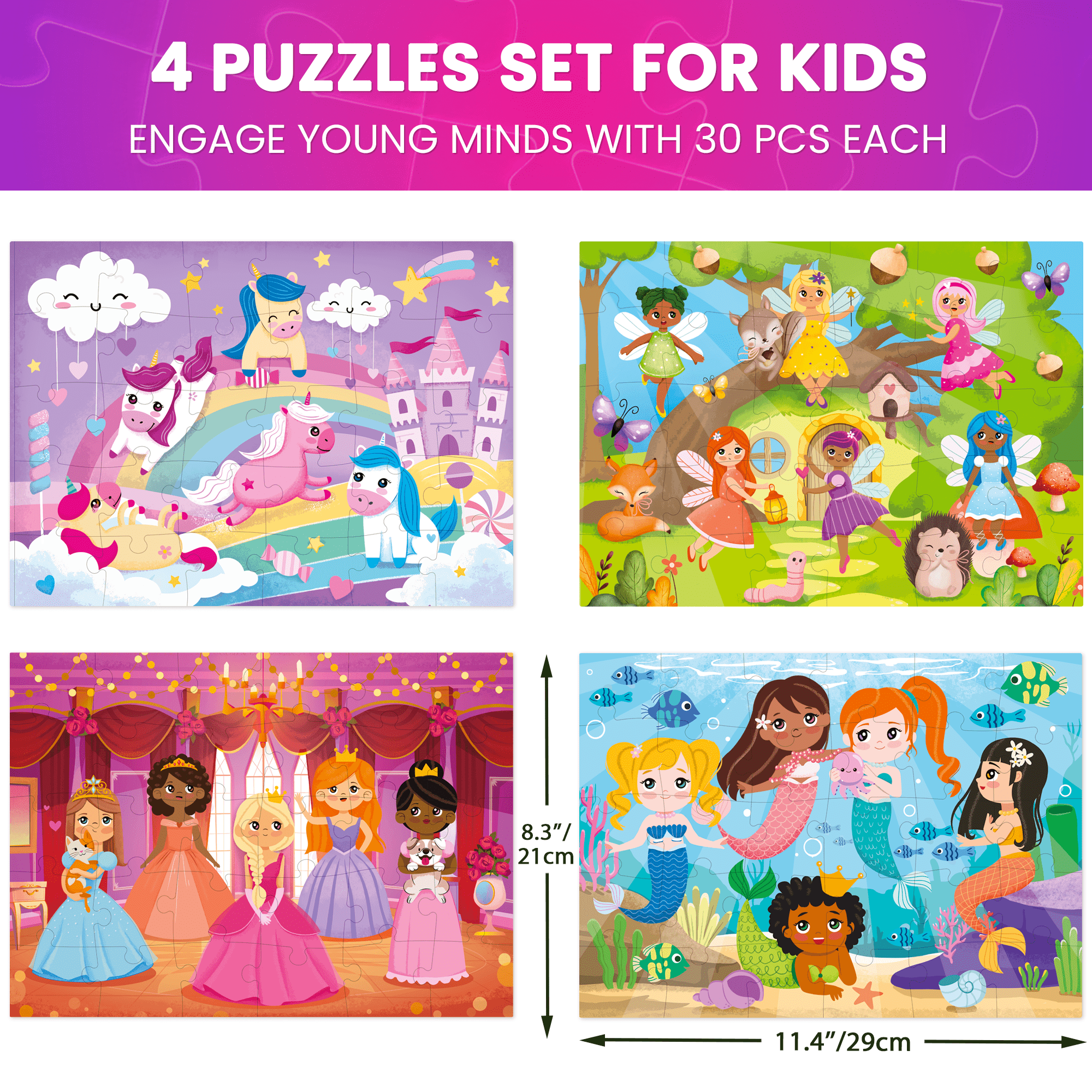  Puzzles for Kids Meadow Girls, Mermaids & Princess