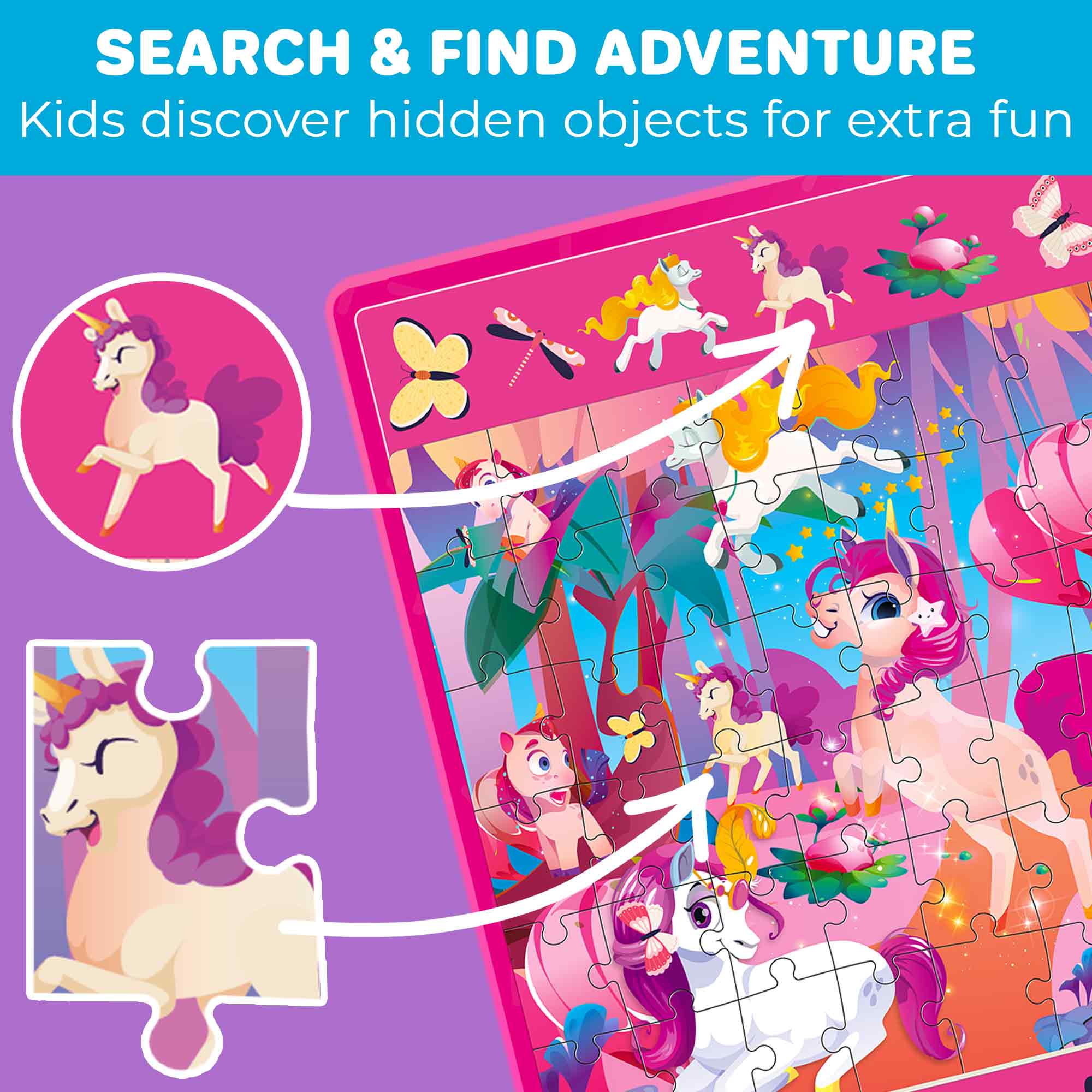 Magnetic Puzzle 2x60 Pcs Puzzles for Kids - Mermaids & Unicorns