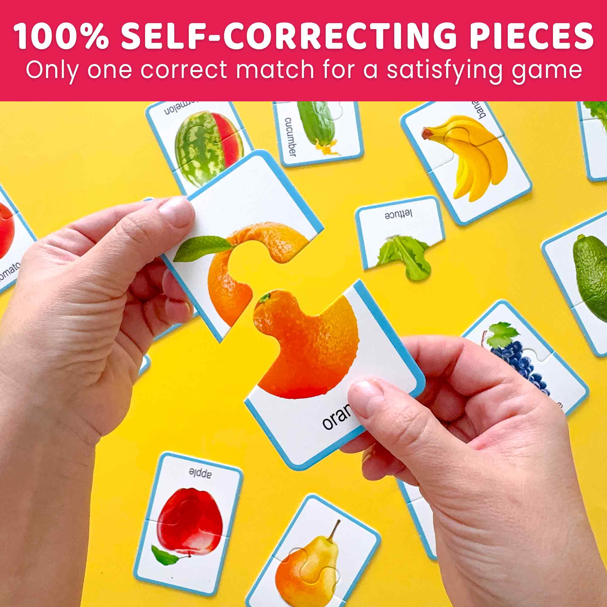 Matching Puzzle for Toddlers - 16 Realistic Pairs Fruits Veggies