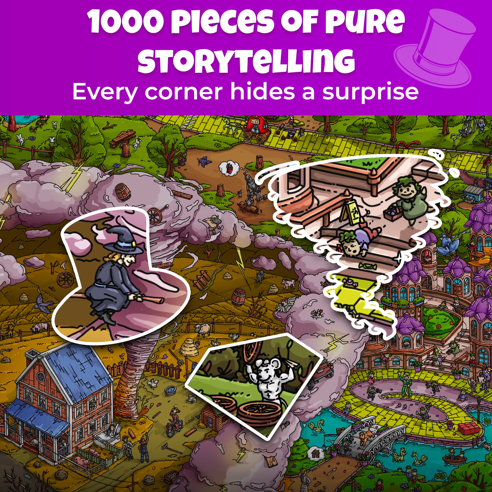 QUOKKA 1000 Pcs Puzzle for Adults with Hidden Tasks | Emerald Kingdom