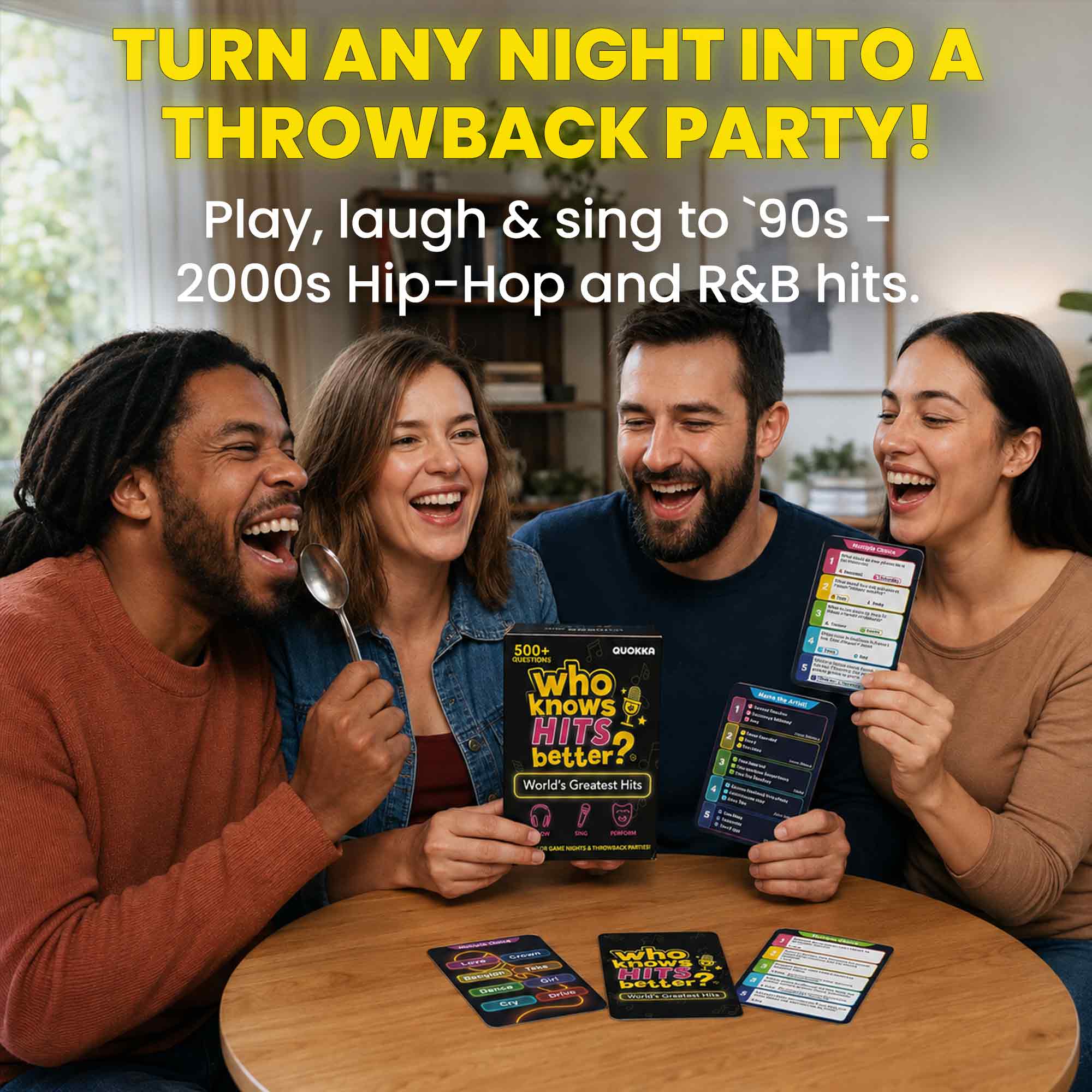 Card Game Who Knows Hits Better? 500+ Questions Music Games