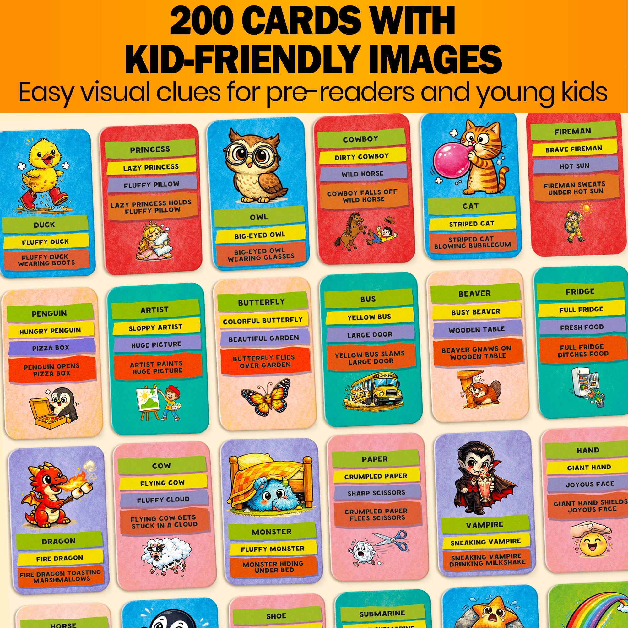 Express & Guess Charades for Kids  - 200 Acting & Explaining Cards