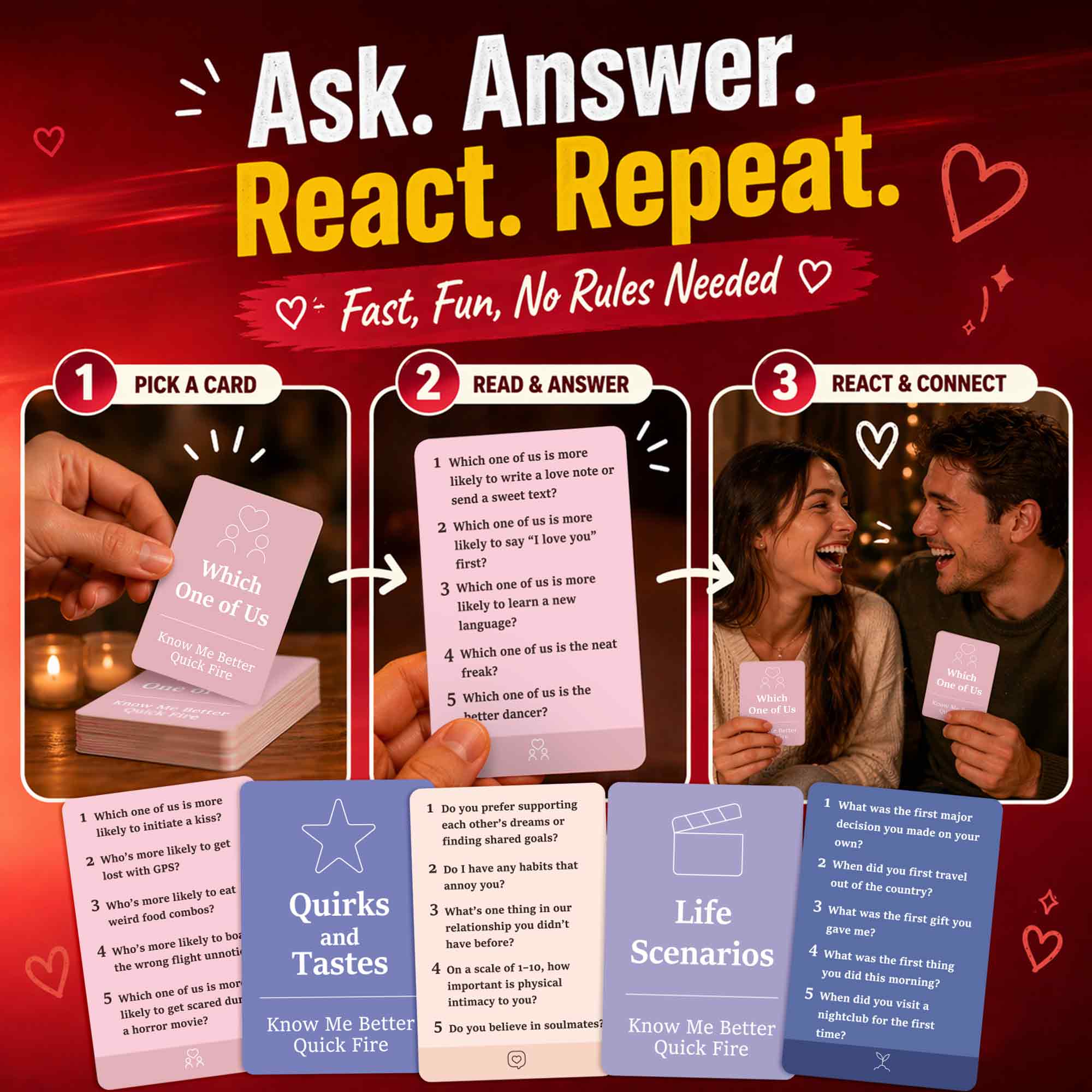 Couples Card Game Quick Fire – Date Night Conversation Starter