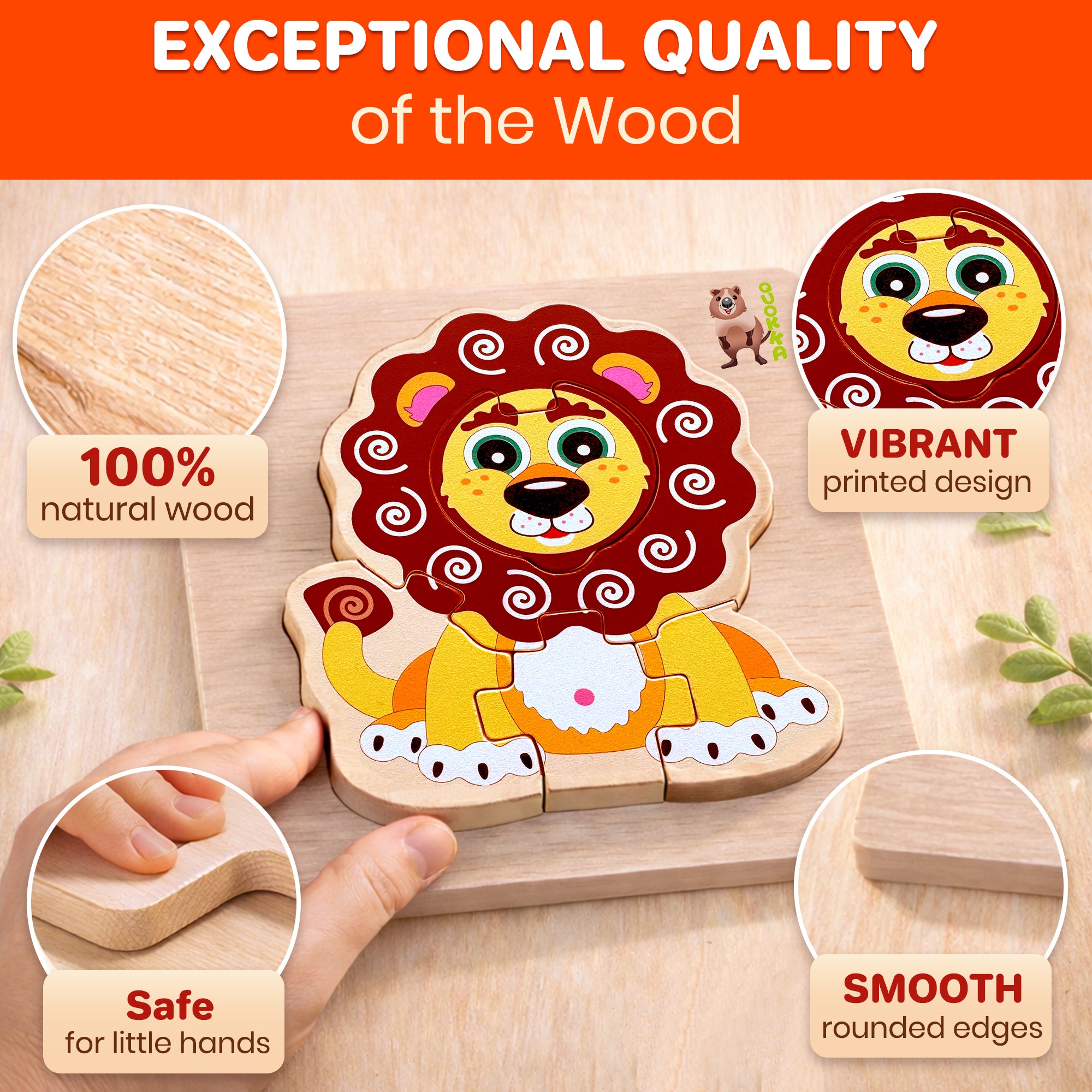 Wooden Puzzle for Toddlers Unique Shapes | Animal