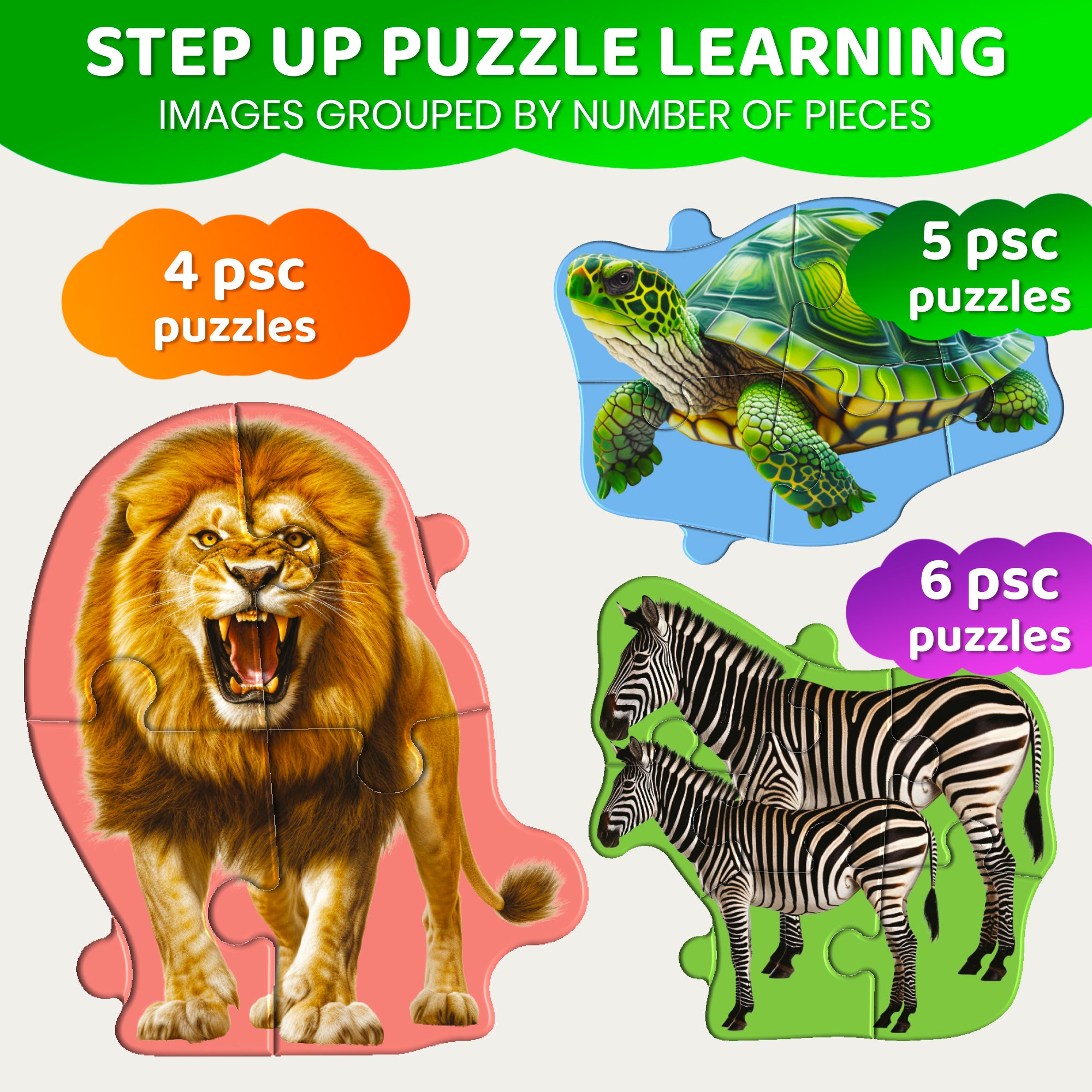 Step Up Magnetic Puzzles for Toddlers - Wild Animals