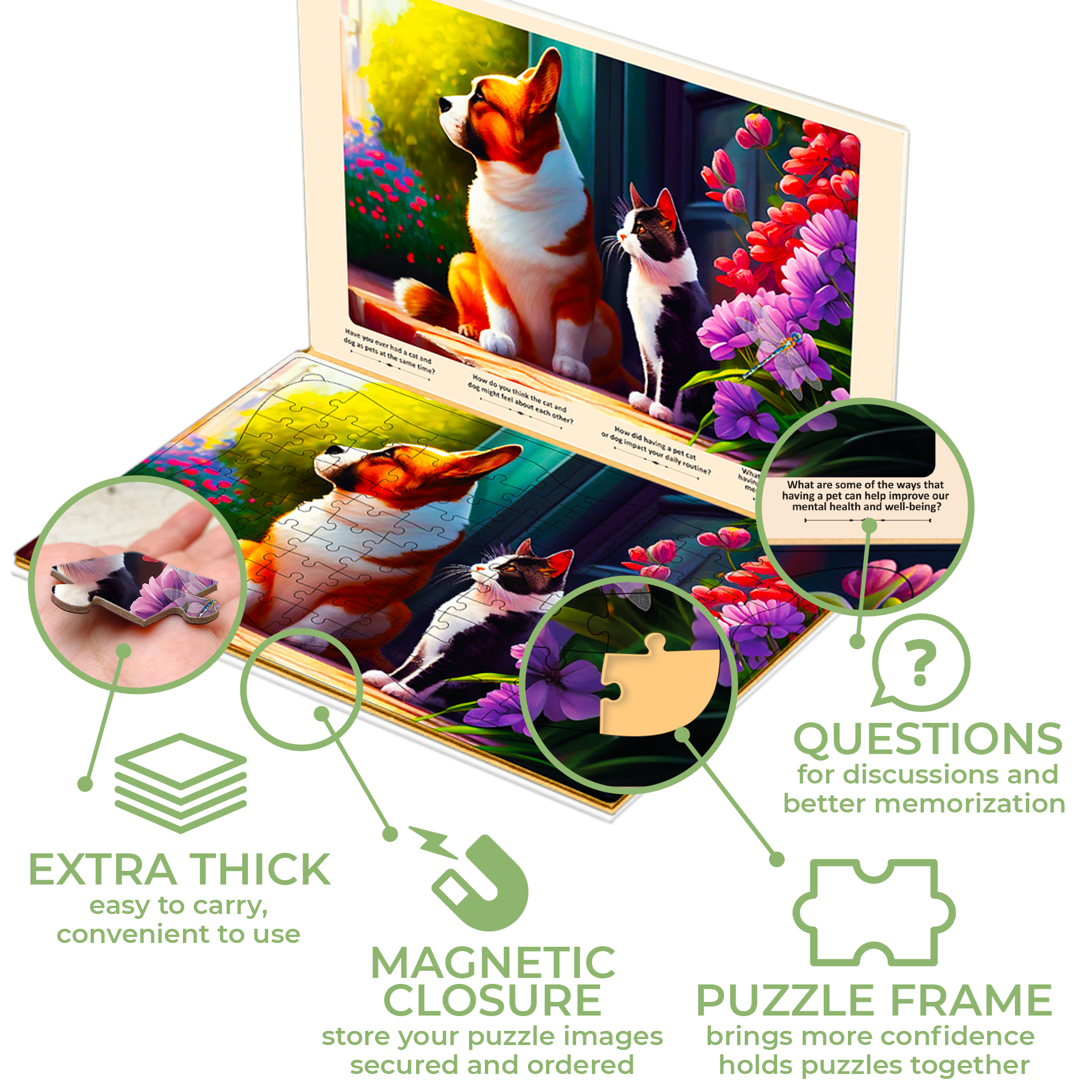 QUOKKA 100 Piece Dementia Puzzles for Elderly | 3 Alzheimers Jigsaw Puzzle Games for Adults with Beavers, Cats, and Dog