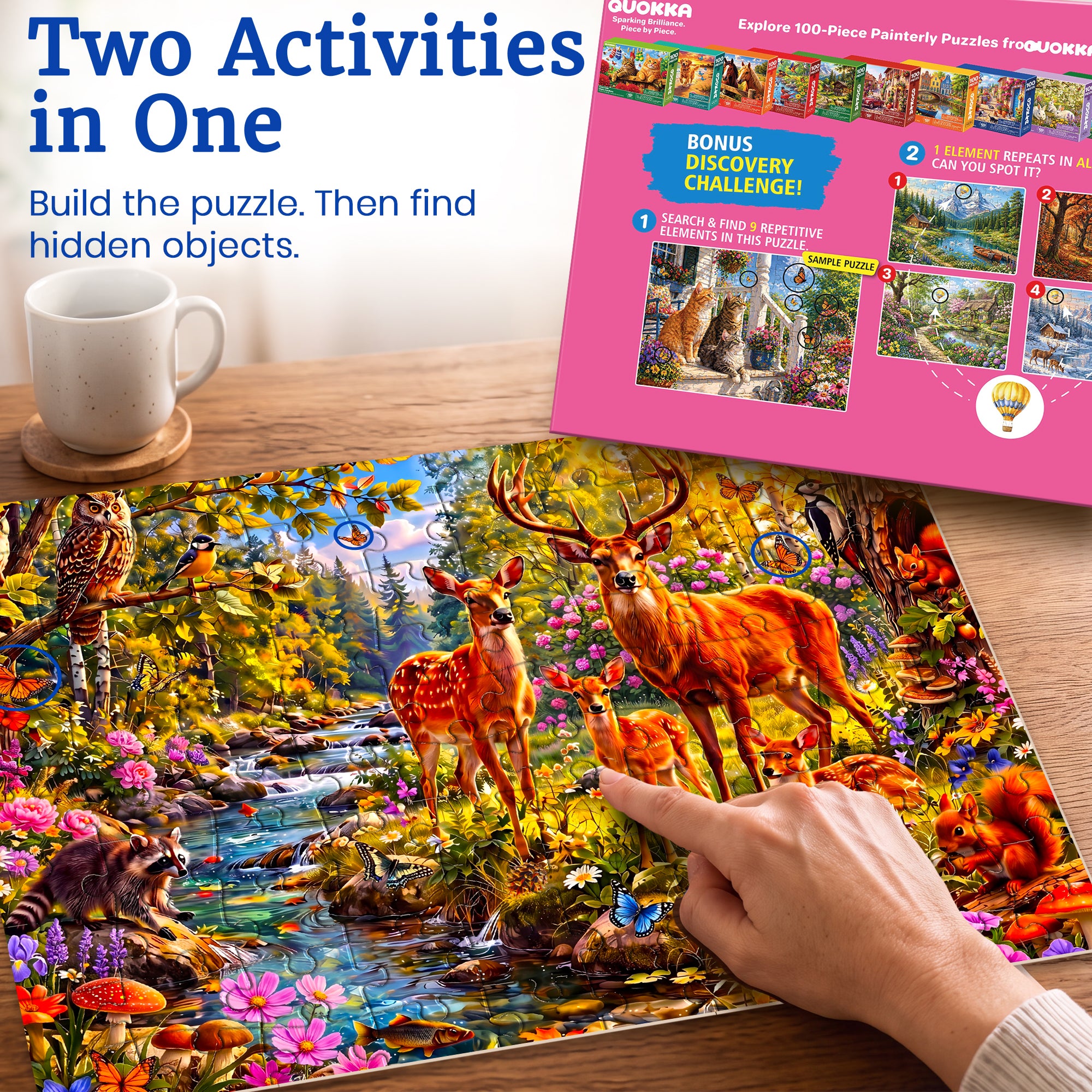 100 Pcs Search & Find Dementia Puzzles for Elderly - Forest Wildlife