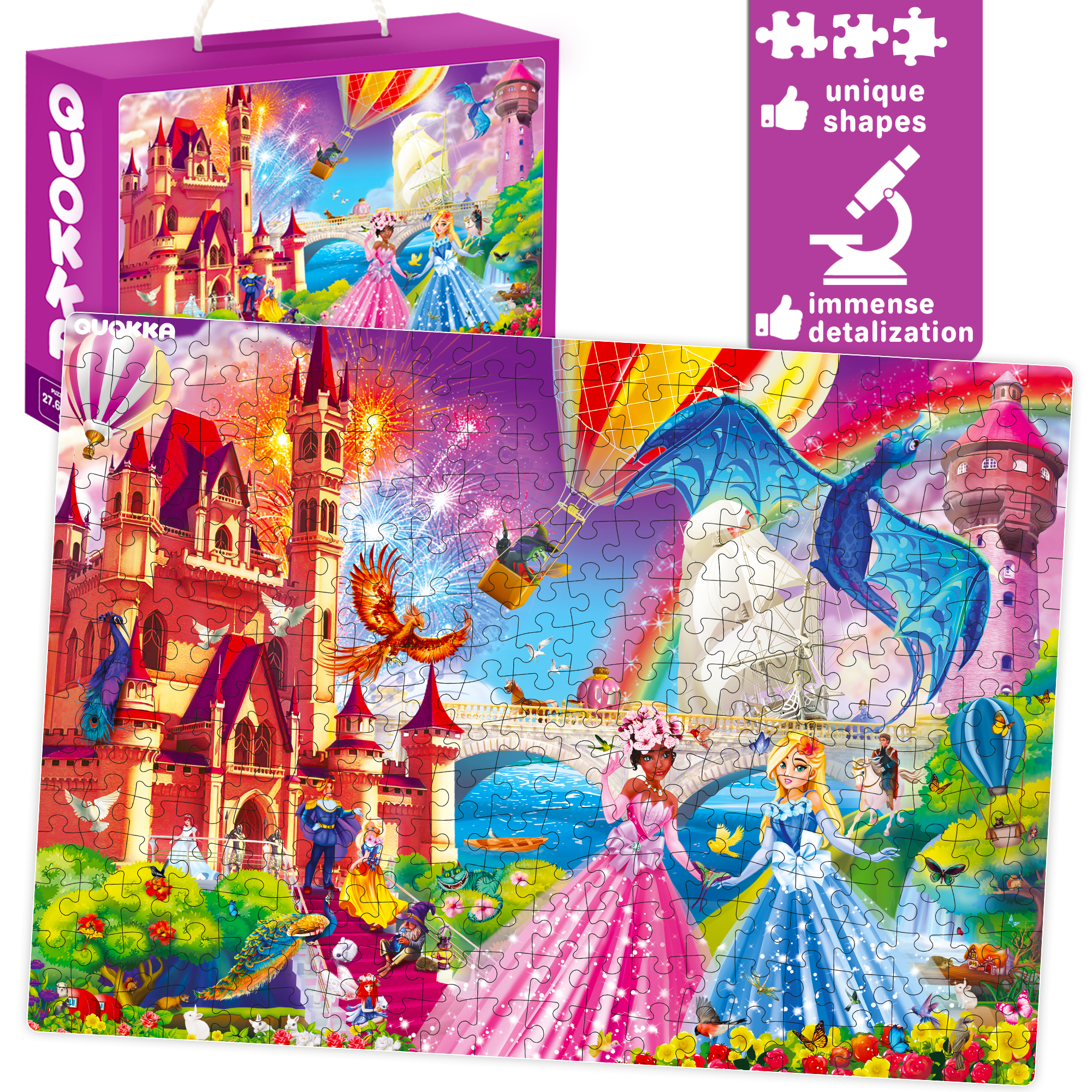 QUOKKA 300 Piece Floor Jigsaw Puzzles for Kids | Unicorns, Princess & Dogs