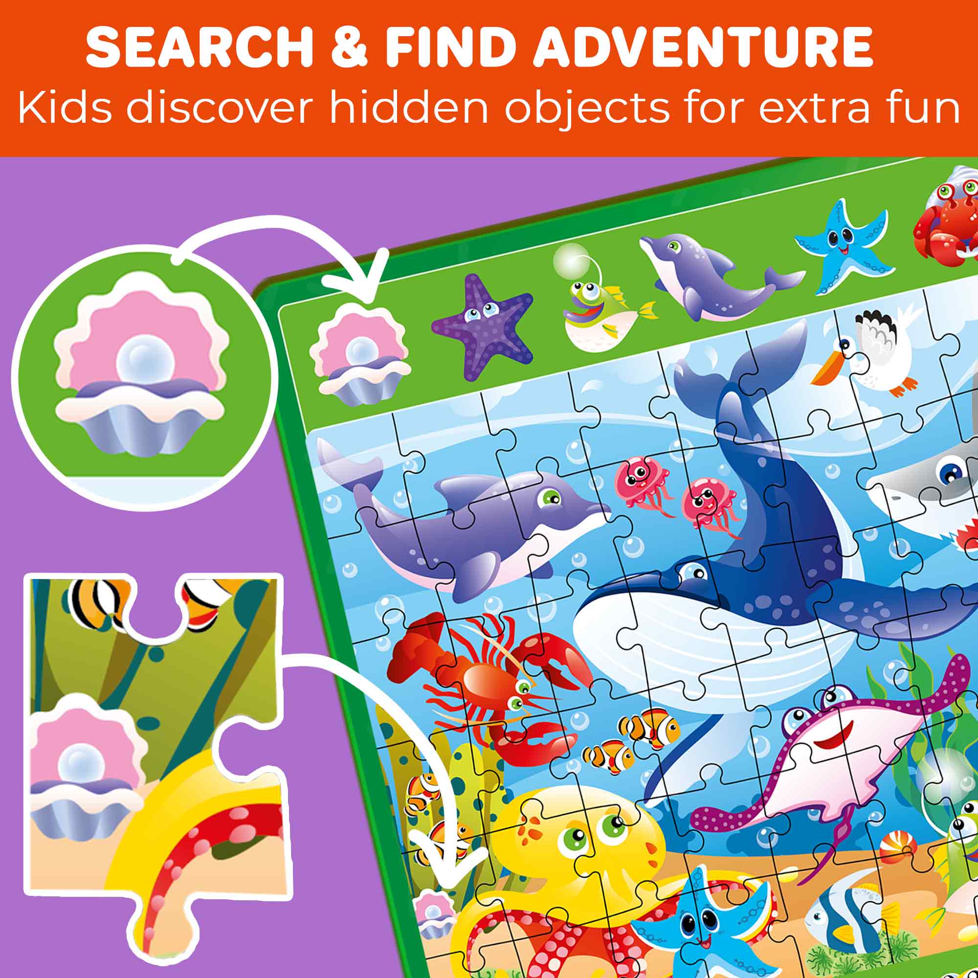 Magnetic Puzzle 2x60 Pcs Puzzles for Kids - Ocean & Forest