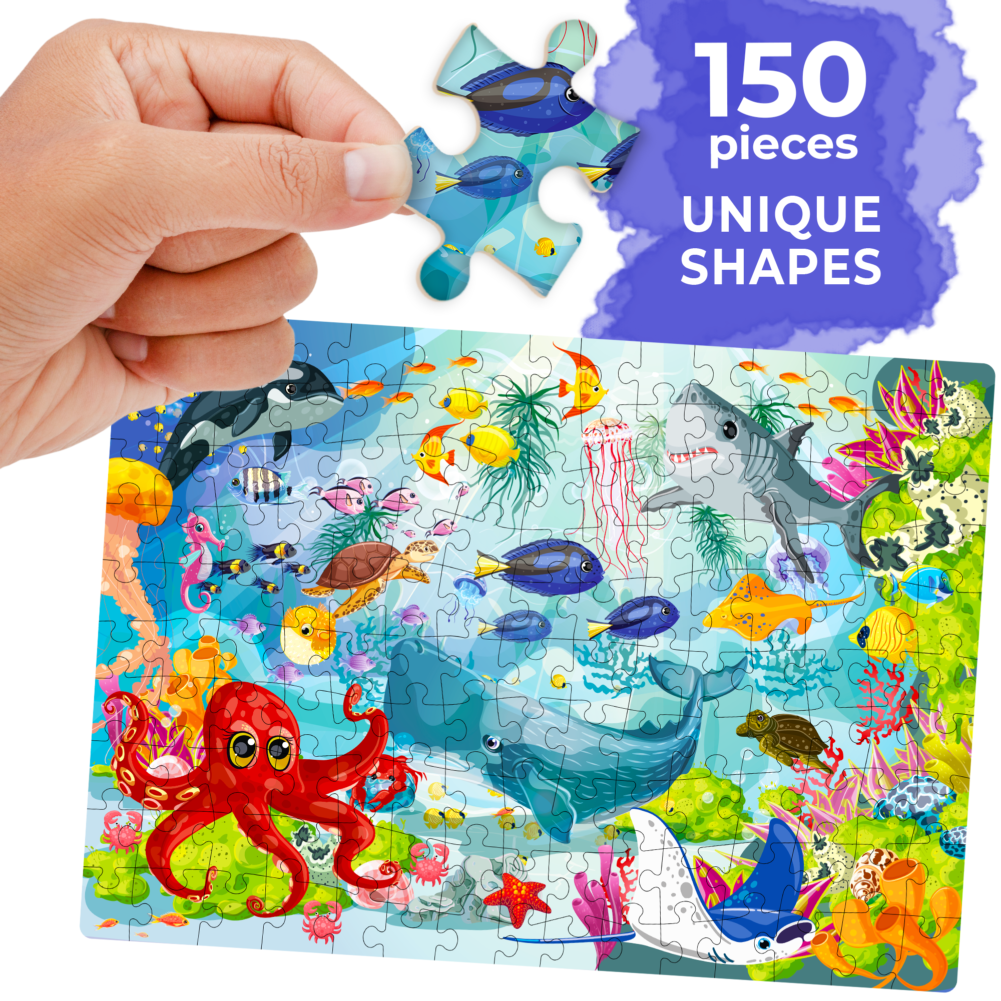 QUOKKA 150 Piece Floor Jigsaw Puzzles for Kids | Pier, Ocean & Pets at the Park