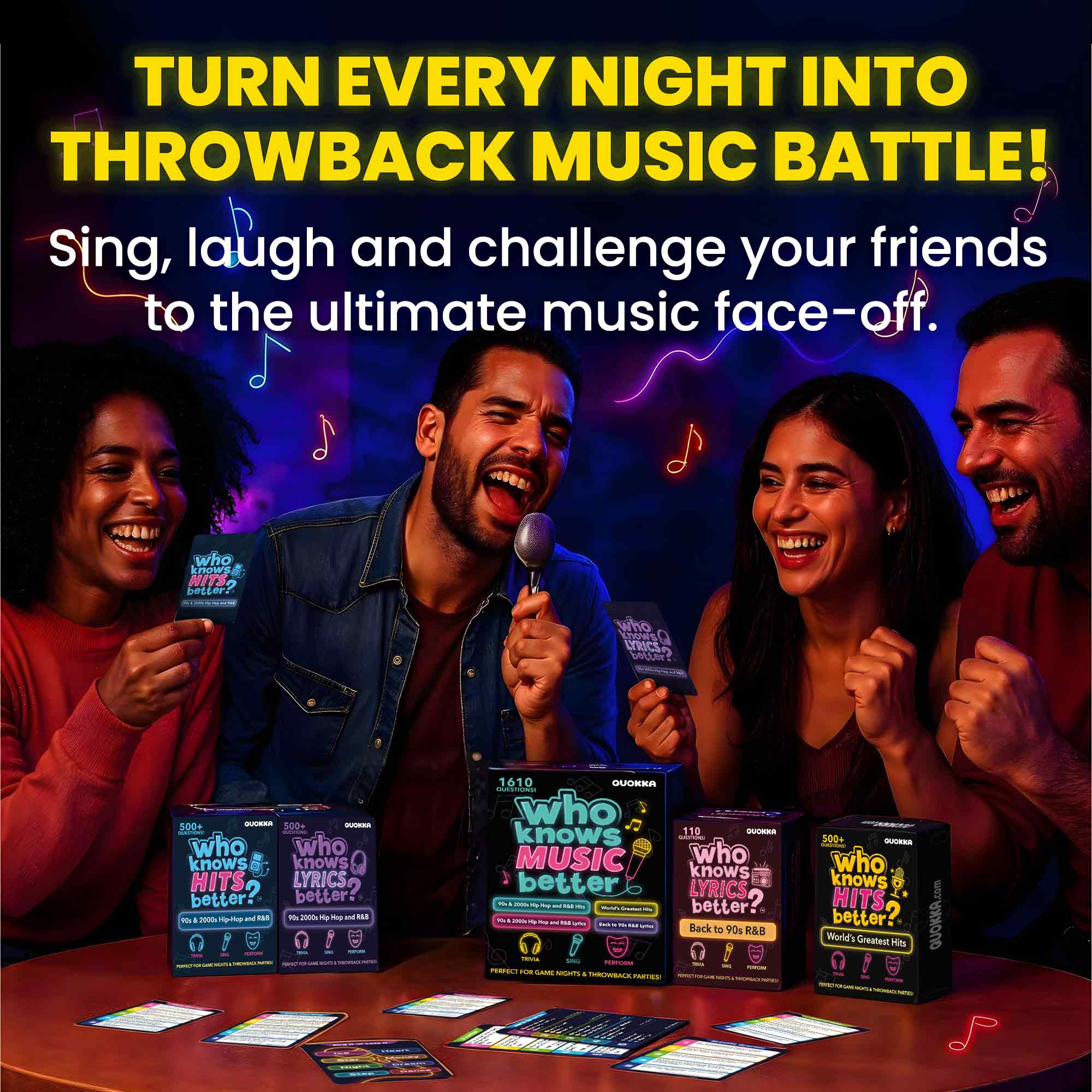 4 Pack Trivia Card Game Who Knows Music Better?