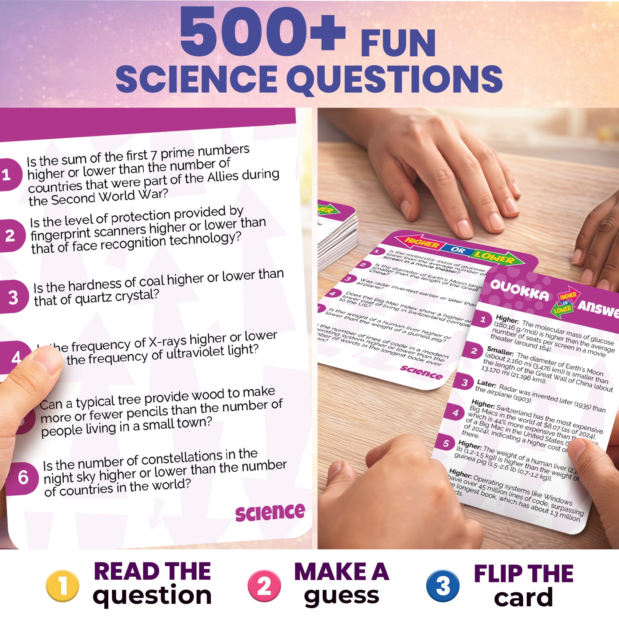 Board Game Higher or Lower Science | Family Card Game