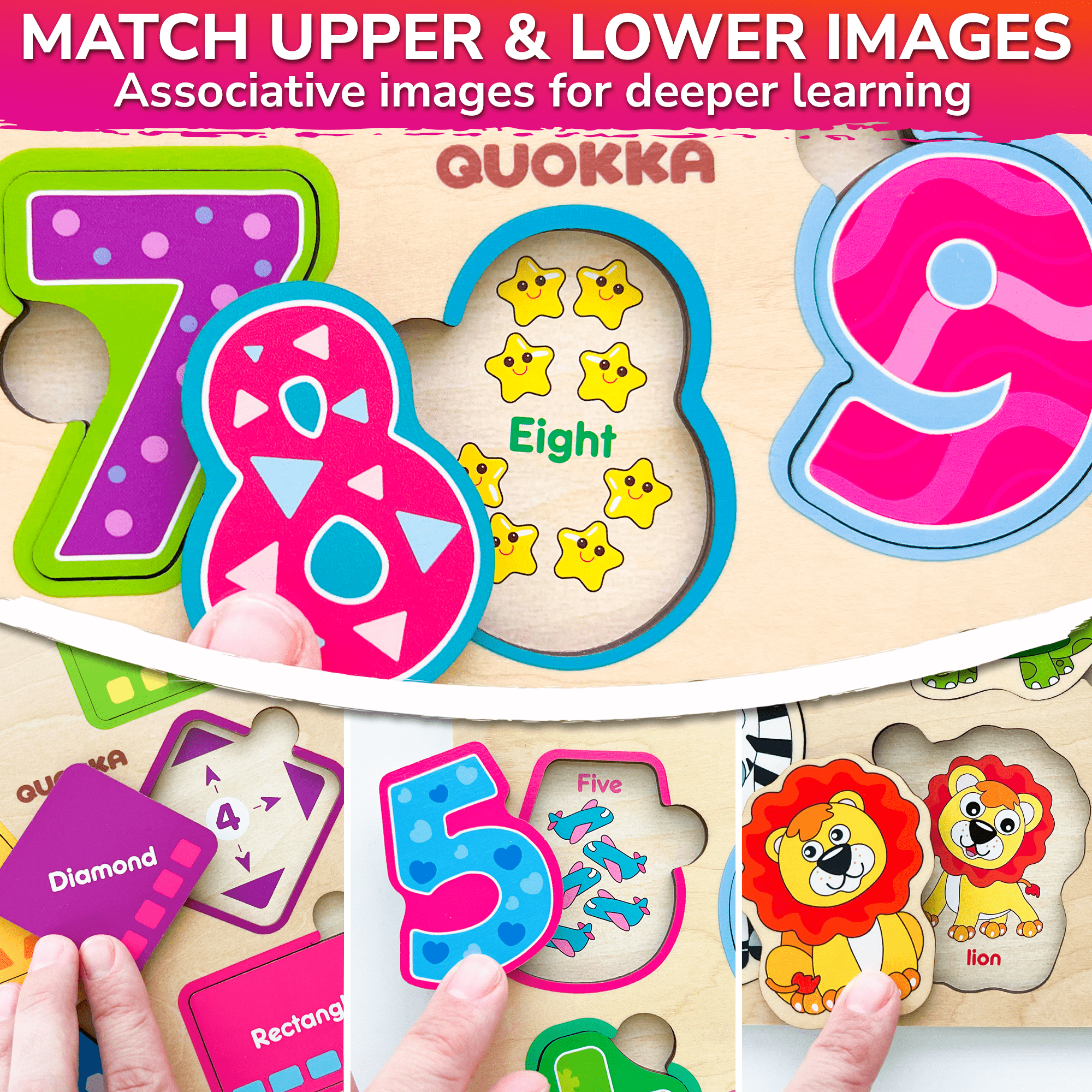 Wooden Puzzles for Toddlers 1 2 3 Year Old | Shapes Numbers Animals