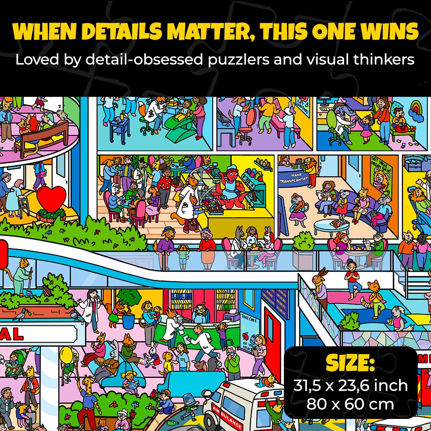 1000 Pcs Puzzle for Adults with Hidden Tasks - Hospital Chaos