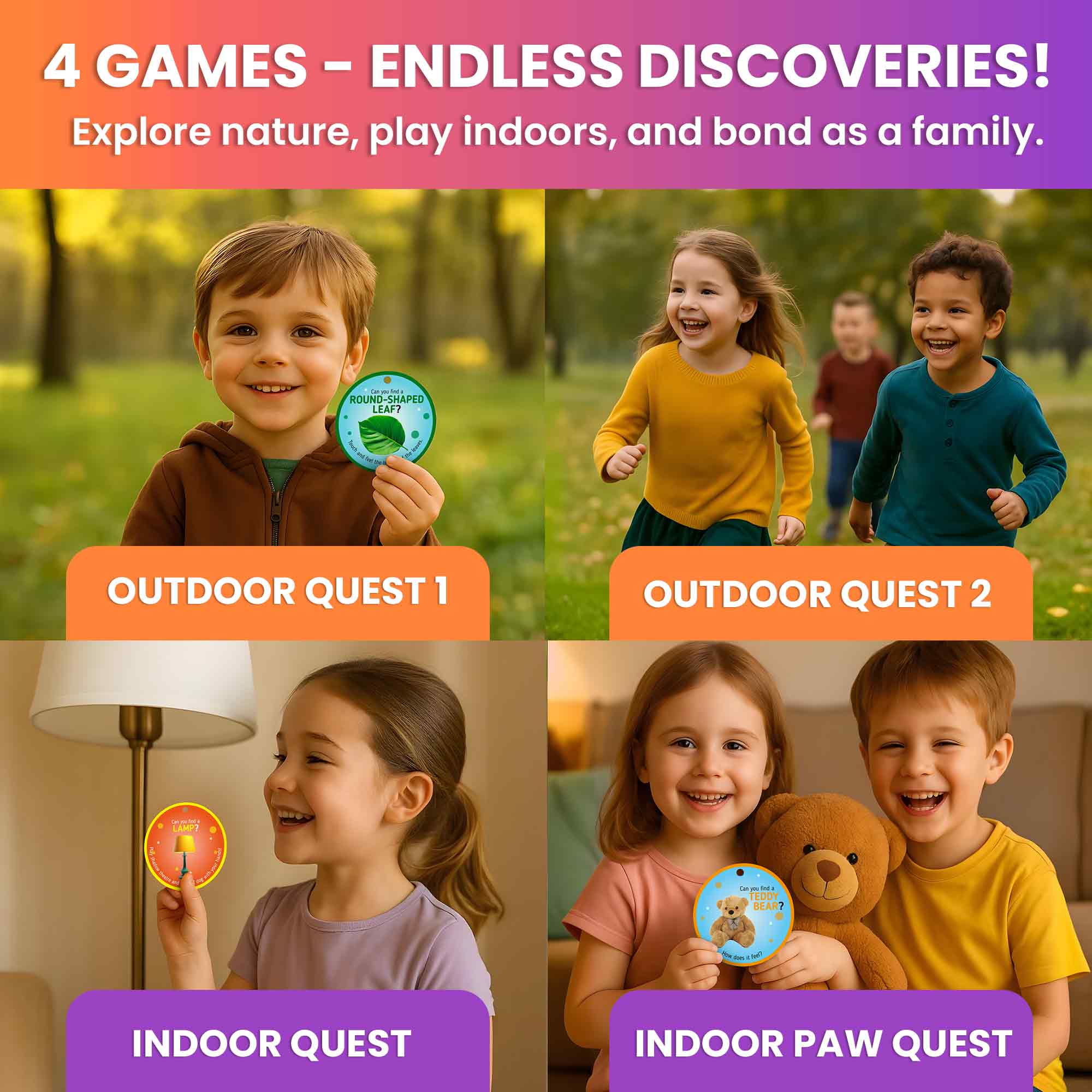 Scavenger Hunt Game for Kids - 200 Activities Outdoor Indoor Cards