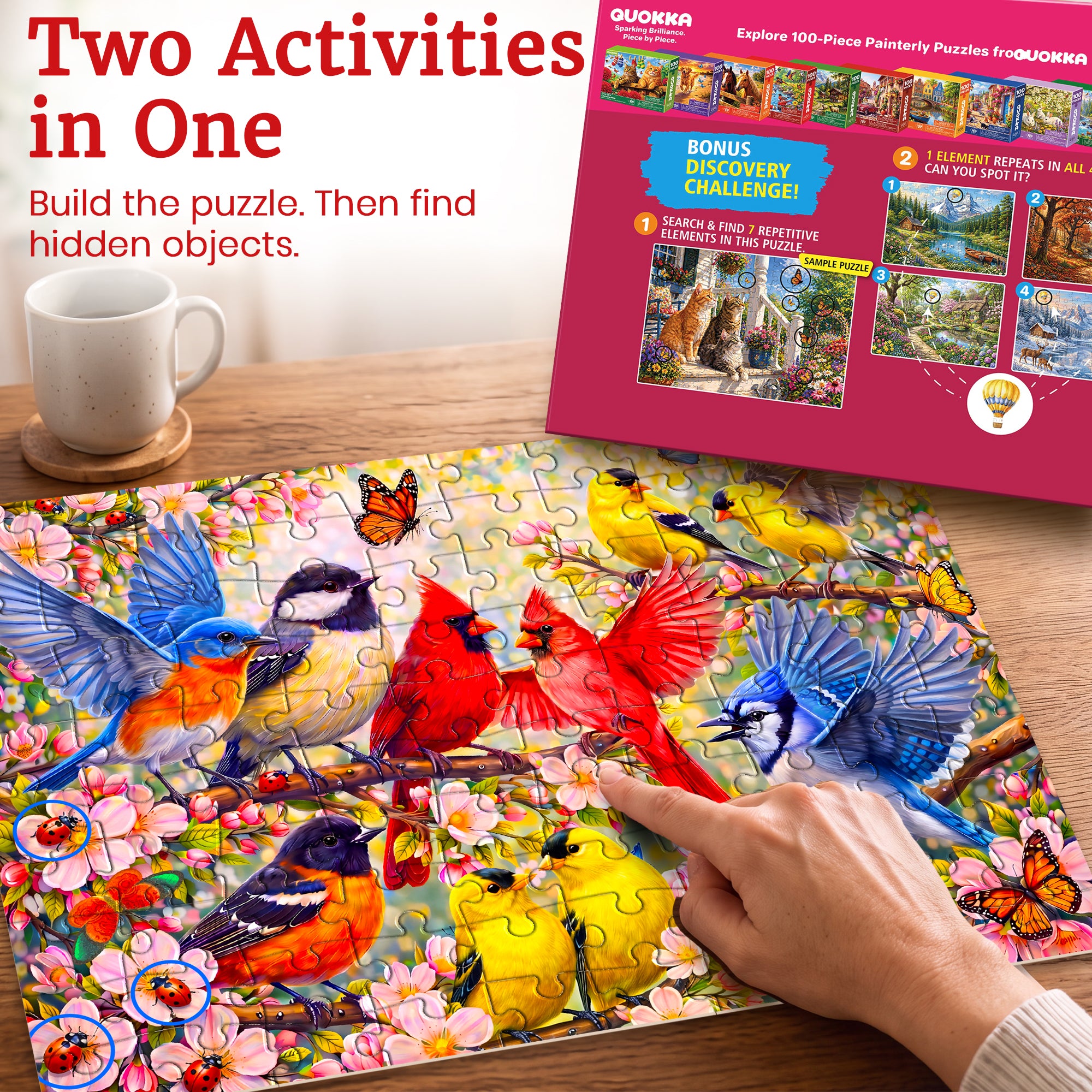 100 Pcs Search & Find Dementia Puzzles for Elderly - Pet & Flowers