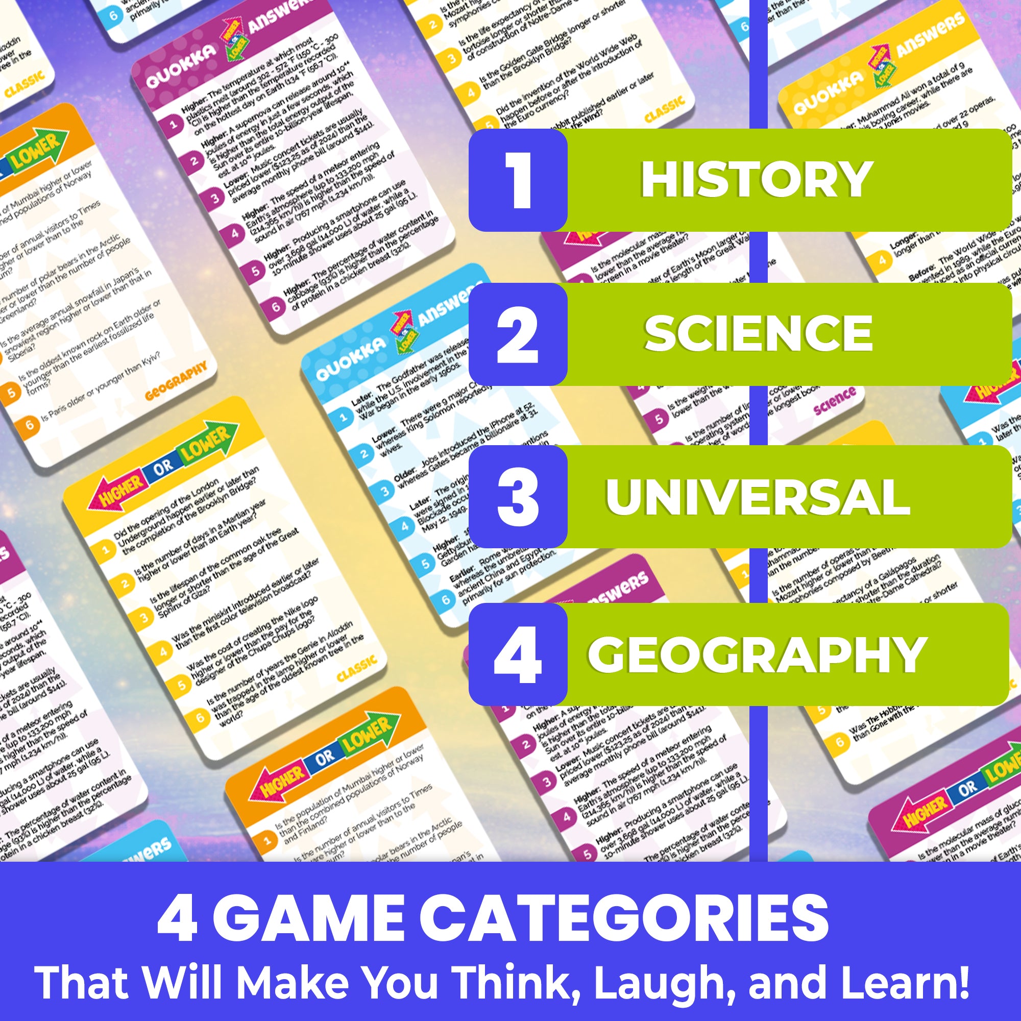 4 Set Board Game Higher or Lower for Family