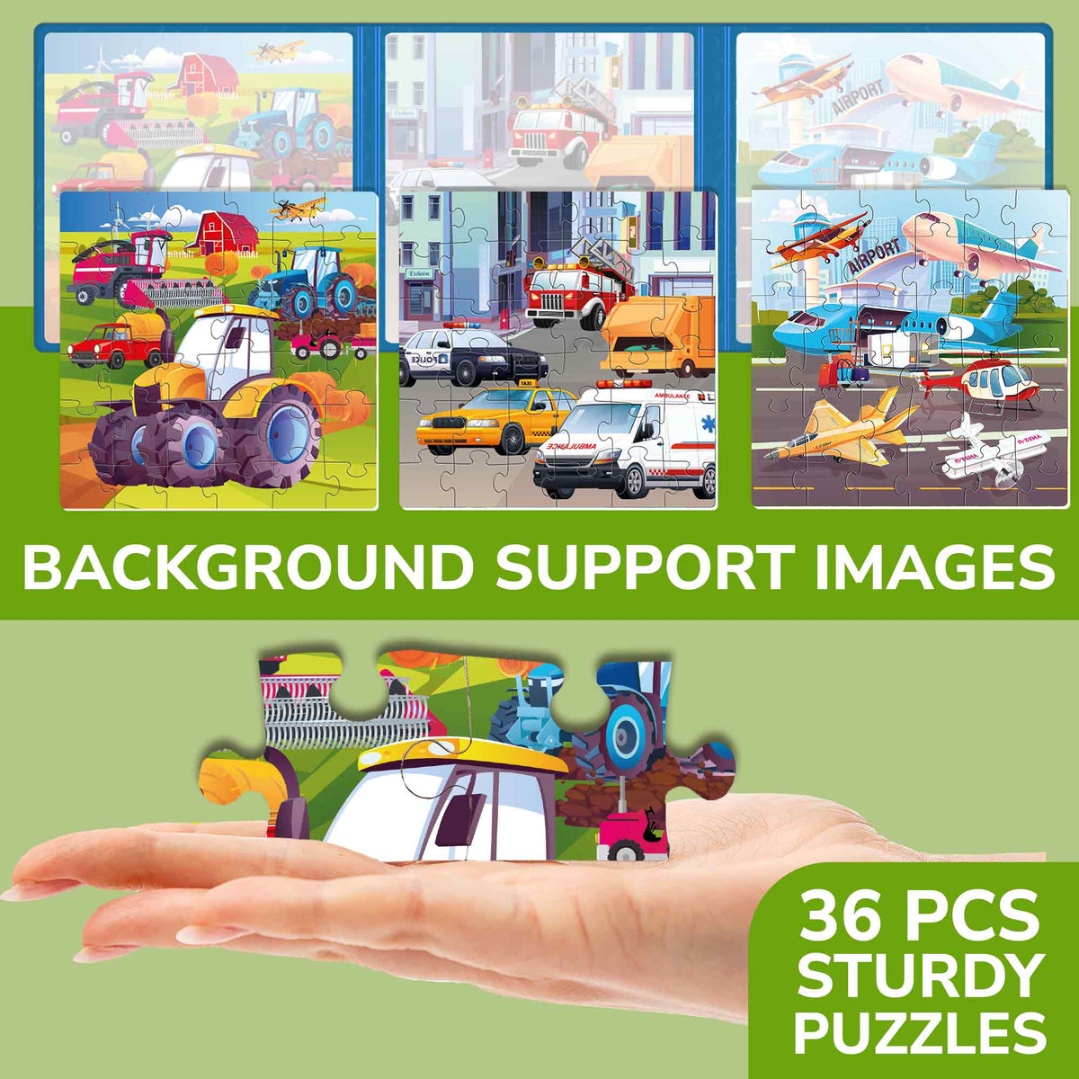 3 Set Magnetic Puzzles for Kids - Animal, Transport, Maps & Space