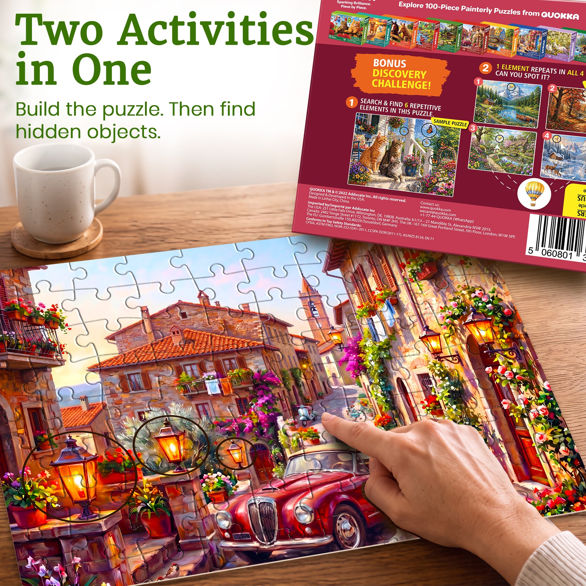 100 Pcs Search & Find Dementia Puzzles for Elderly - European Towns