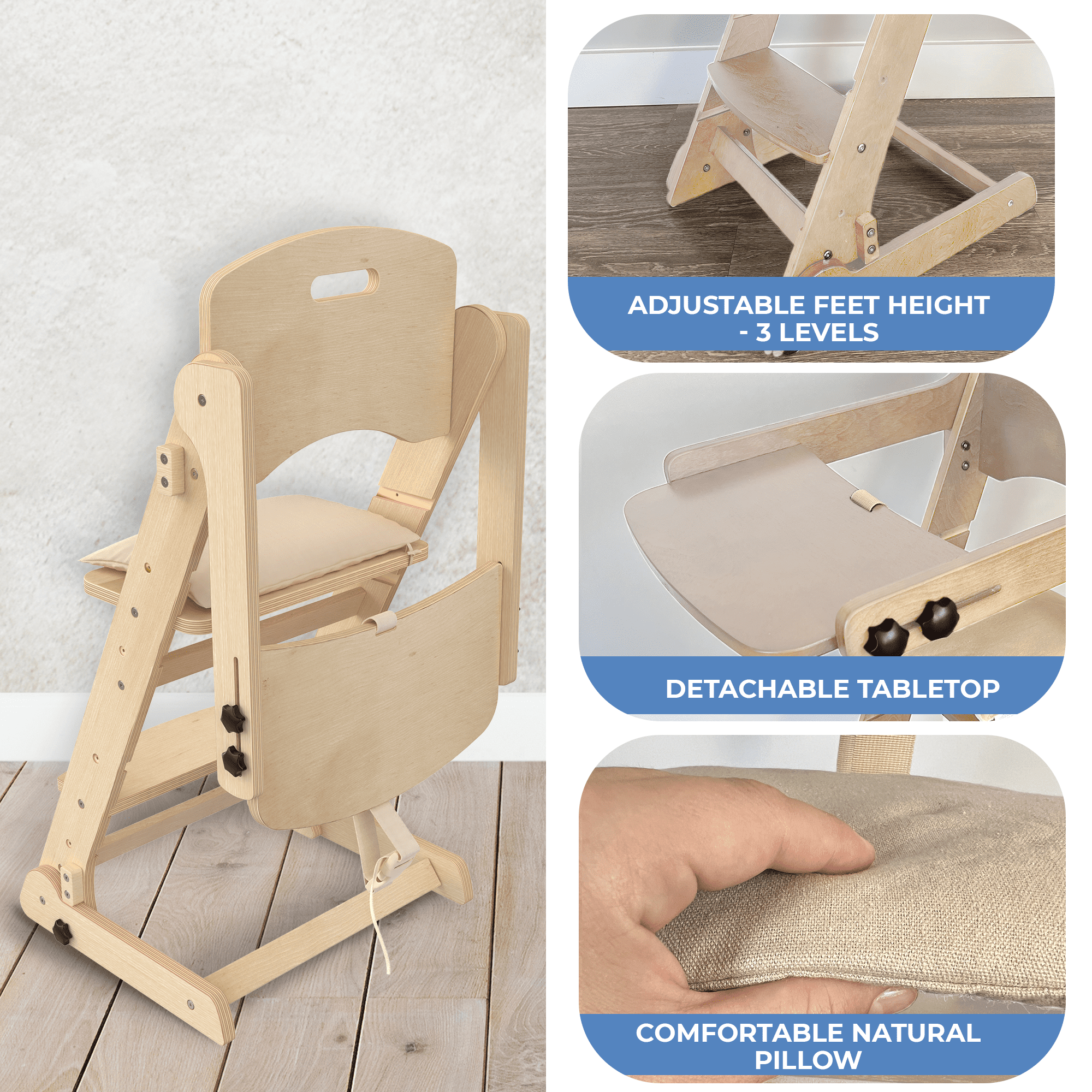 Tripp Trapp High Chair - Beige Wooden Convertible Chair for Eating by QUOKKA