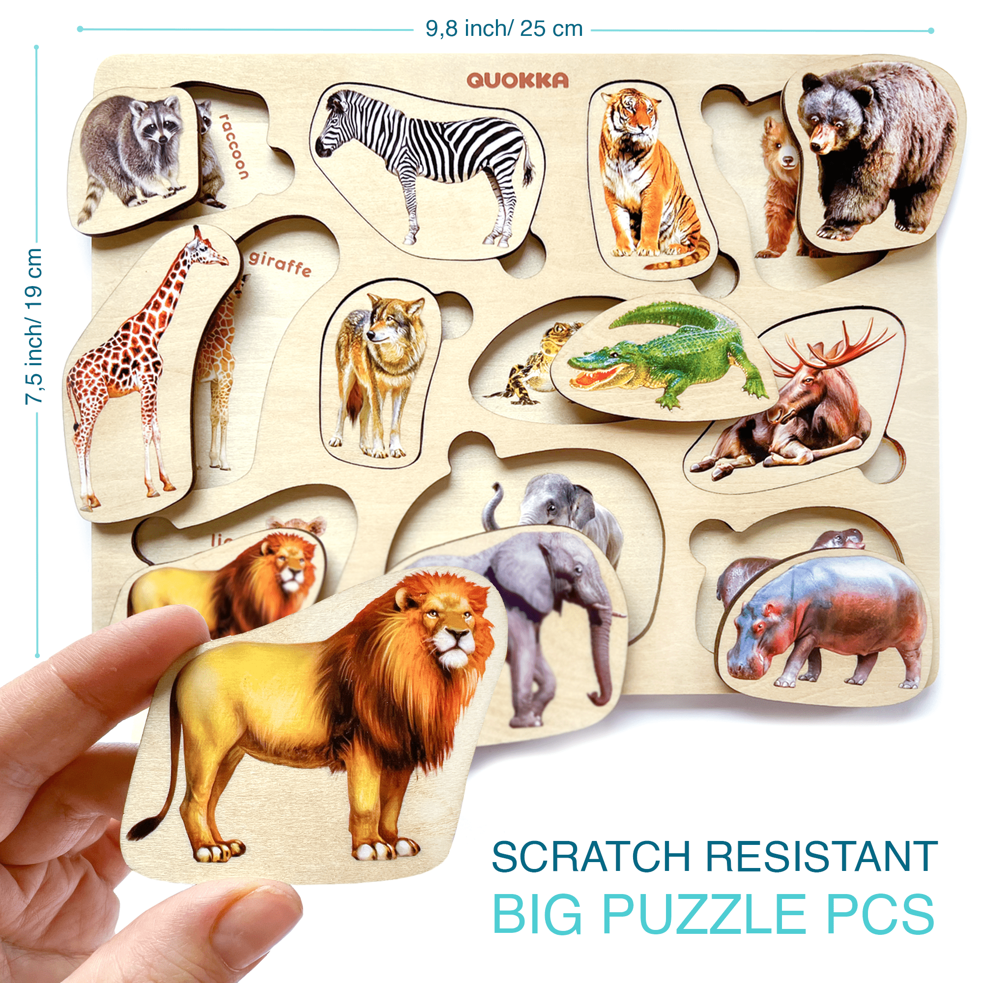 Toddler Puzzles Real Animal Wooden Set | Farm Ocean Wild Animals