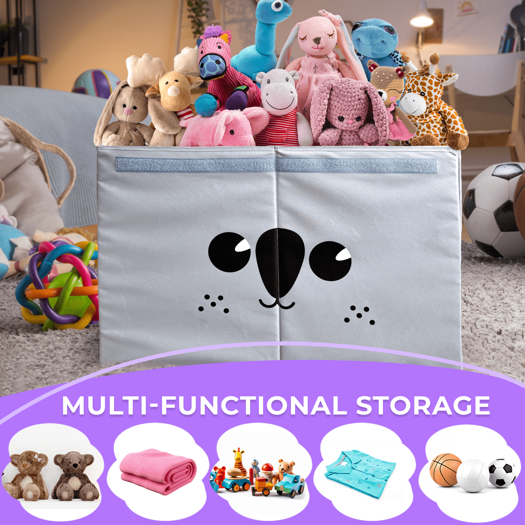 QUOKKA Koala Toy Storage Box | Toy Chest Organizer for Kids