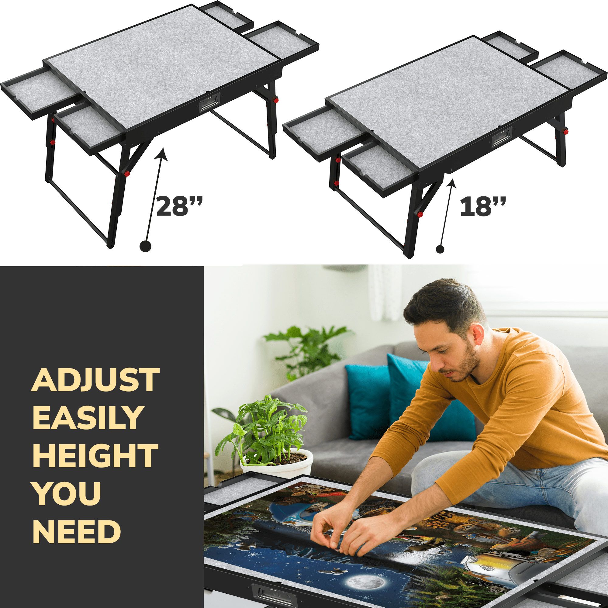 Jigsaw Puzzle Table for Adults with Drawers