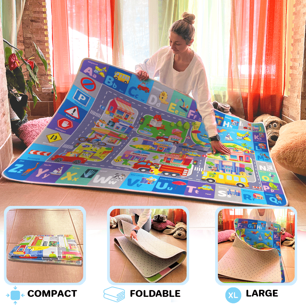 QUOKKA Floor Playmat | Super Soft Plush ABC Play Mat for Boys