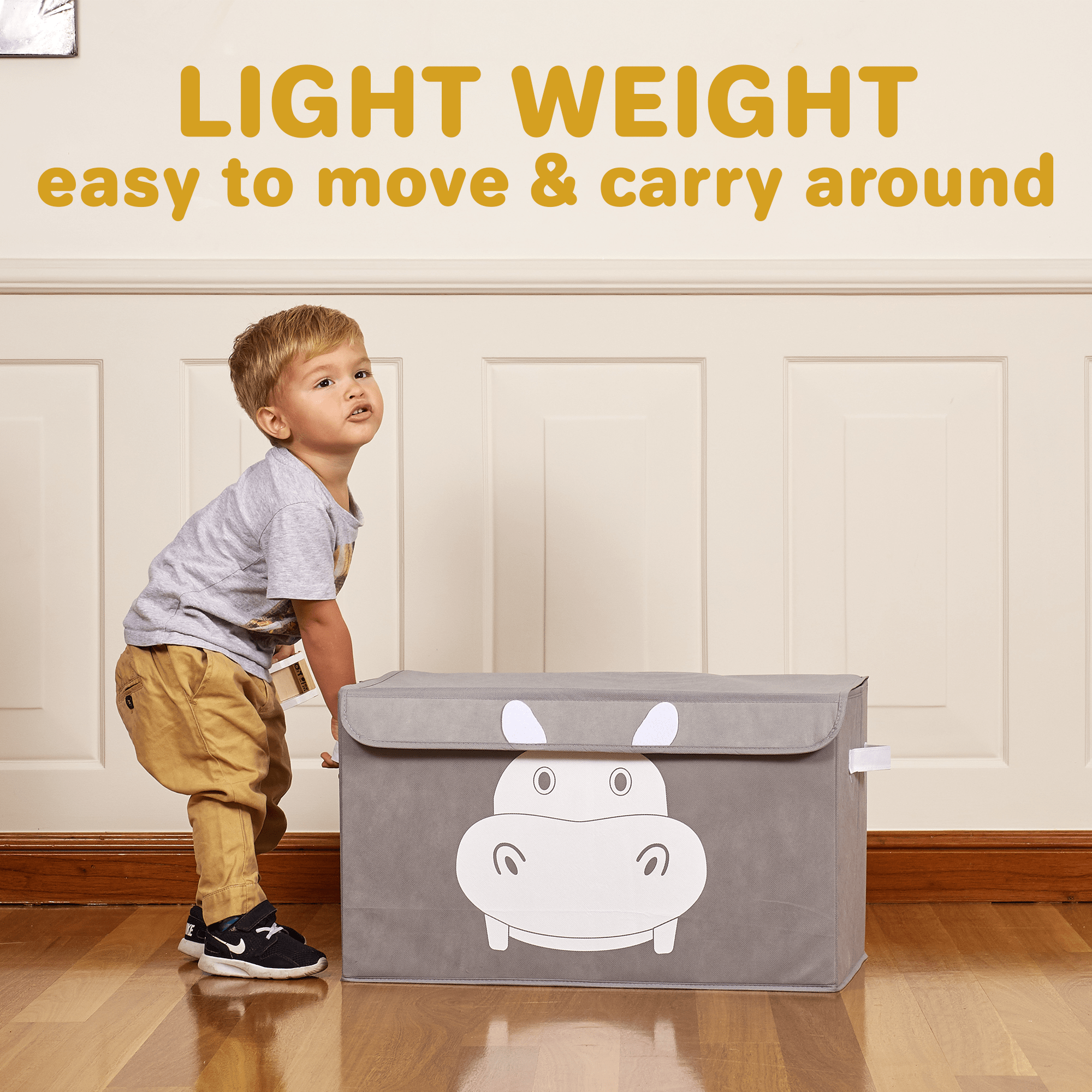 QUOKKA Hippo Toy Storage Box | 4 Set Toy Chest Organizer for Kids