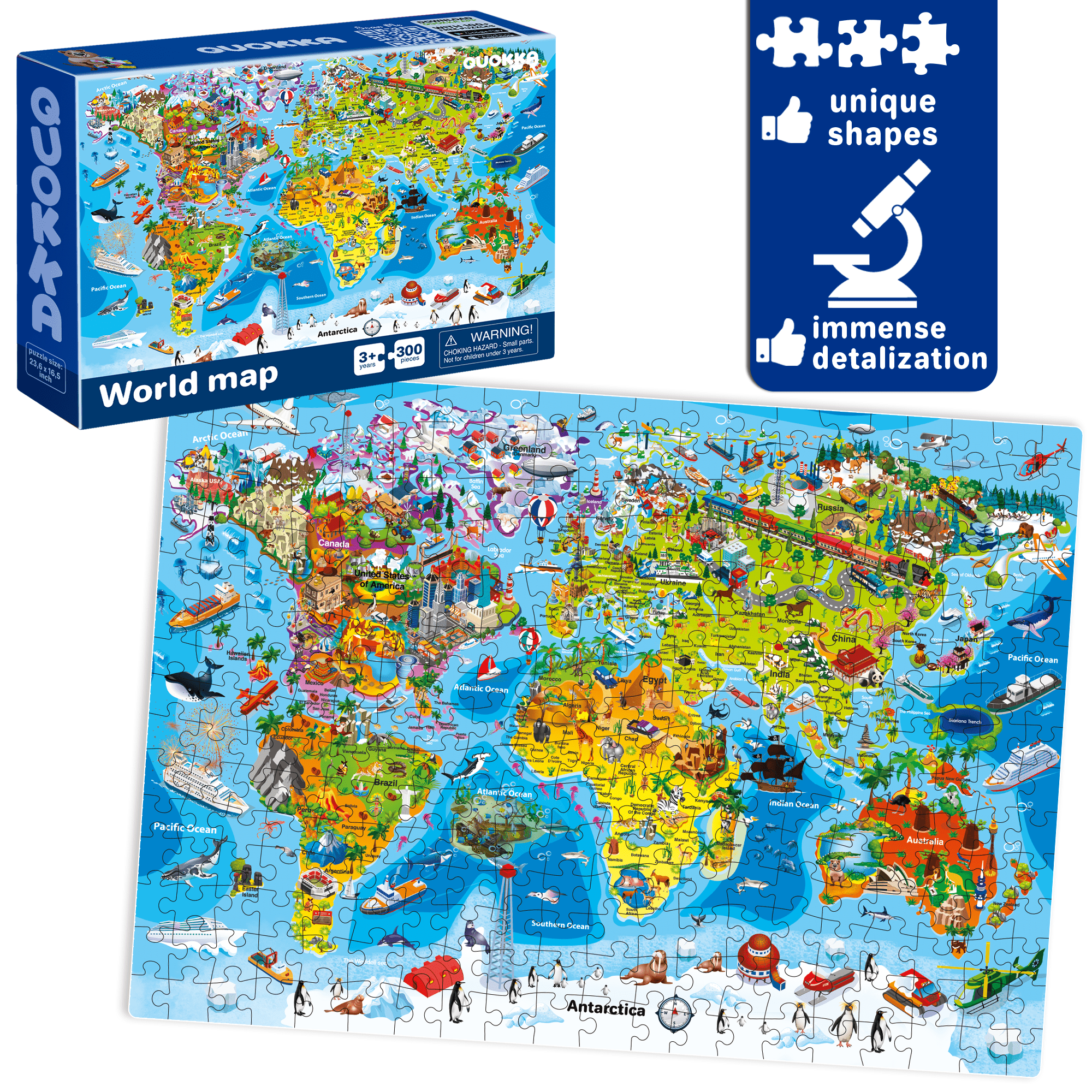 300 Piece Search & Find Floor Jigsaw Puzzles | USA and World Maps & Space