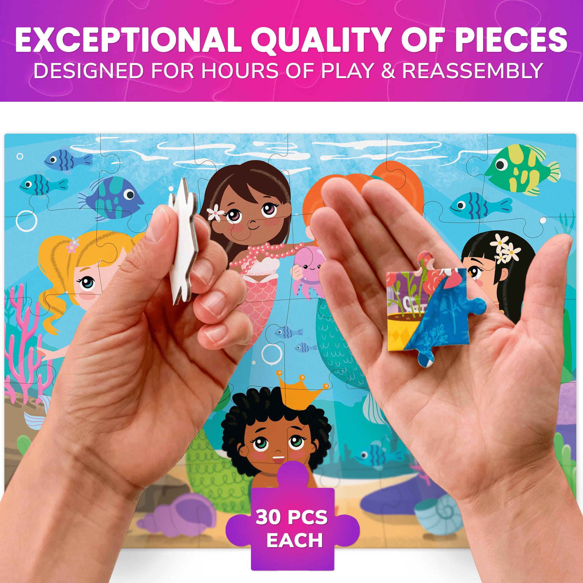 30 Pieces Puzzles for Kids Mermaids