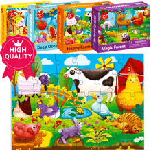 Load image into Gallery viewer, 30 Piece Jigsaw Puzzles for Kids | Forest, Farm, Ocean &amp; Africa Animals
