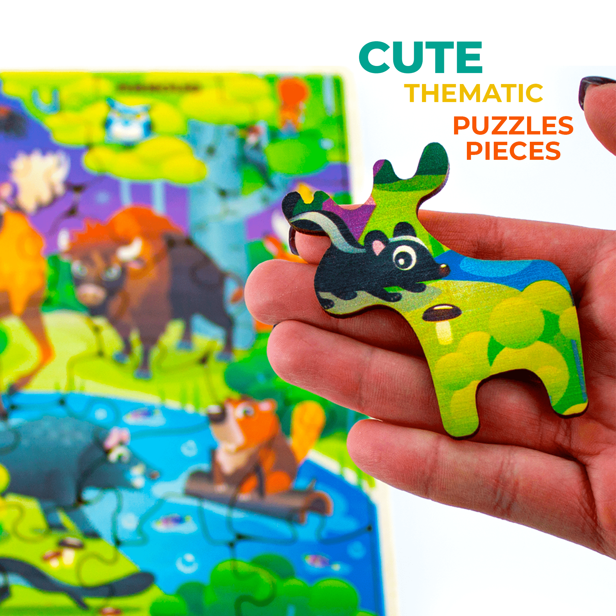 QUOKKA 28 Pieces Wooden Puzzles | Wild Animals