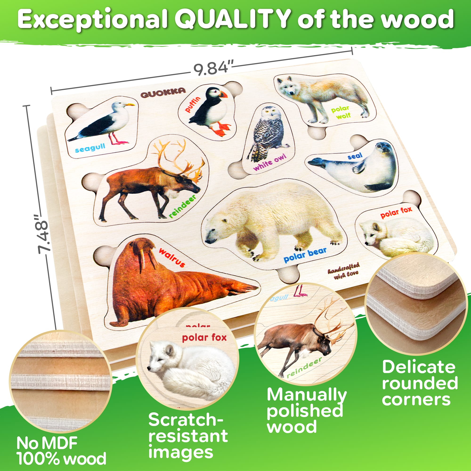 Wood Toy Learning Realistic  Arctic Animals