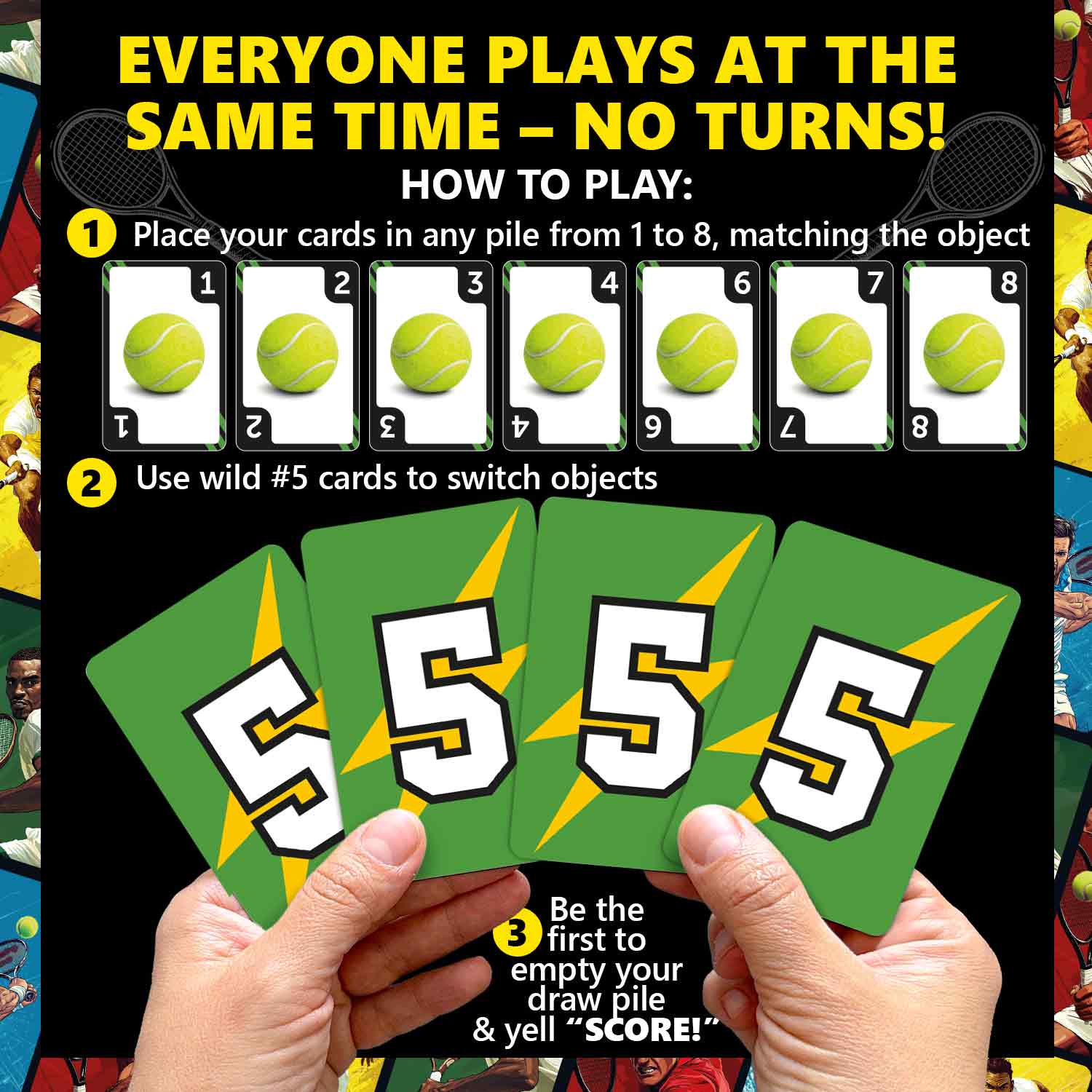Fast-Paced Tennis Card Game for Kids & Adults
