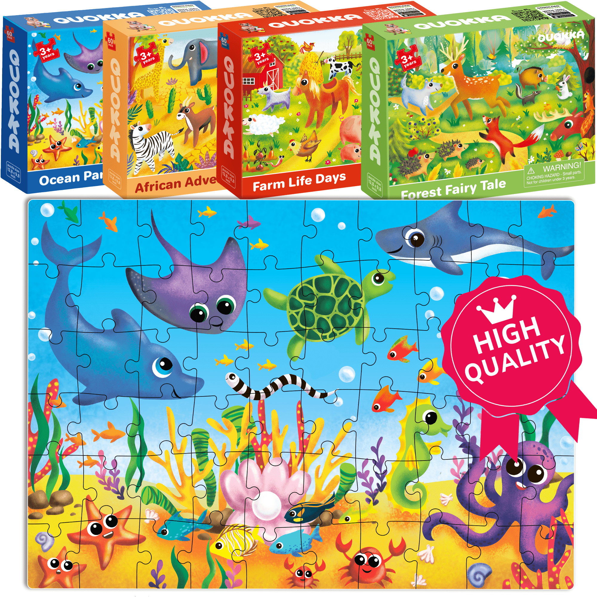 Bundle Set of 8 Puzzles for Kids | Zoo, Forest